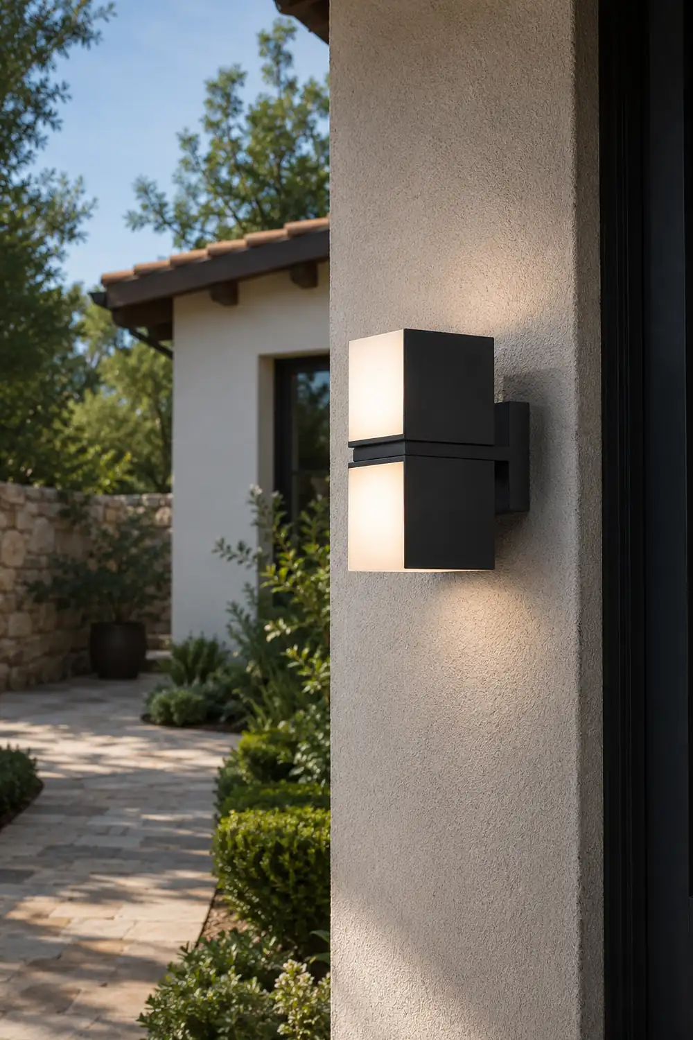 Orr Modern Geometry Rotatable Metal/Acrylic Outdoor Waterproof Wall Lamp, Black - Lumpaz