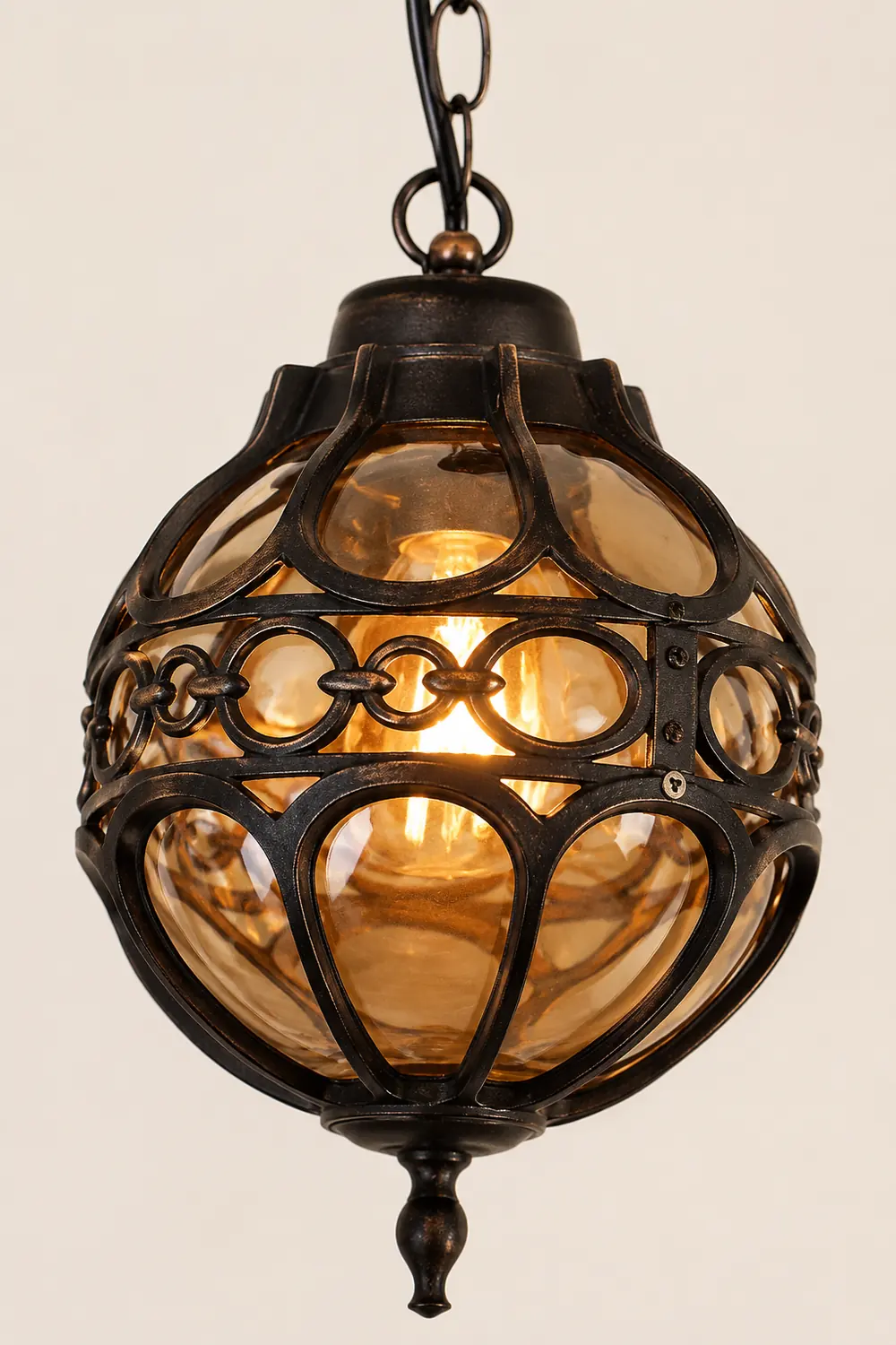 Alessio Loft Sphere Vintage Farmhouse Rustic Pendant Light Black/Bronze Dining Room - Lumpaz