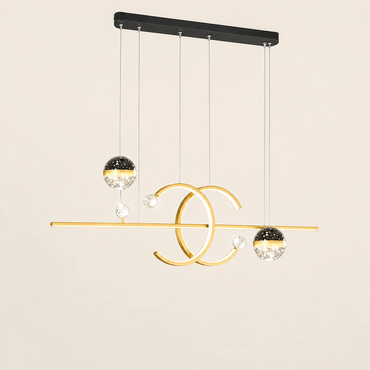 Madina Modern Pendant Light Double-C Gold/Black Dining Room - Lumpaz