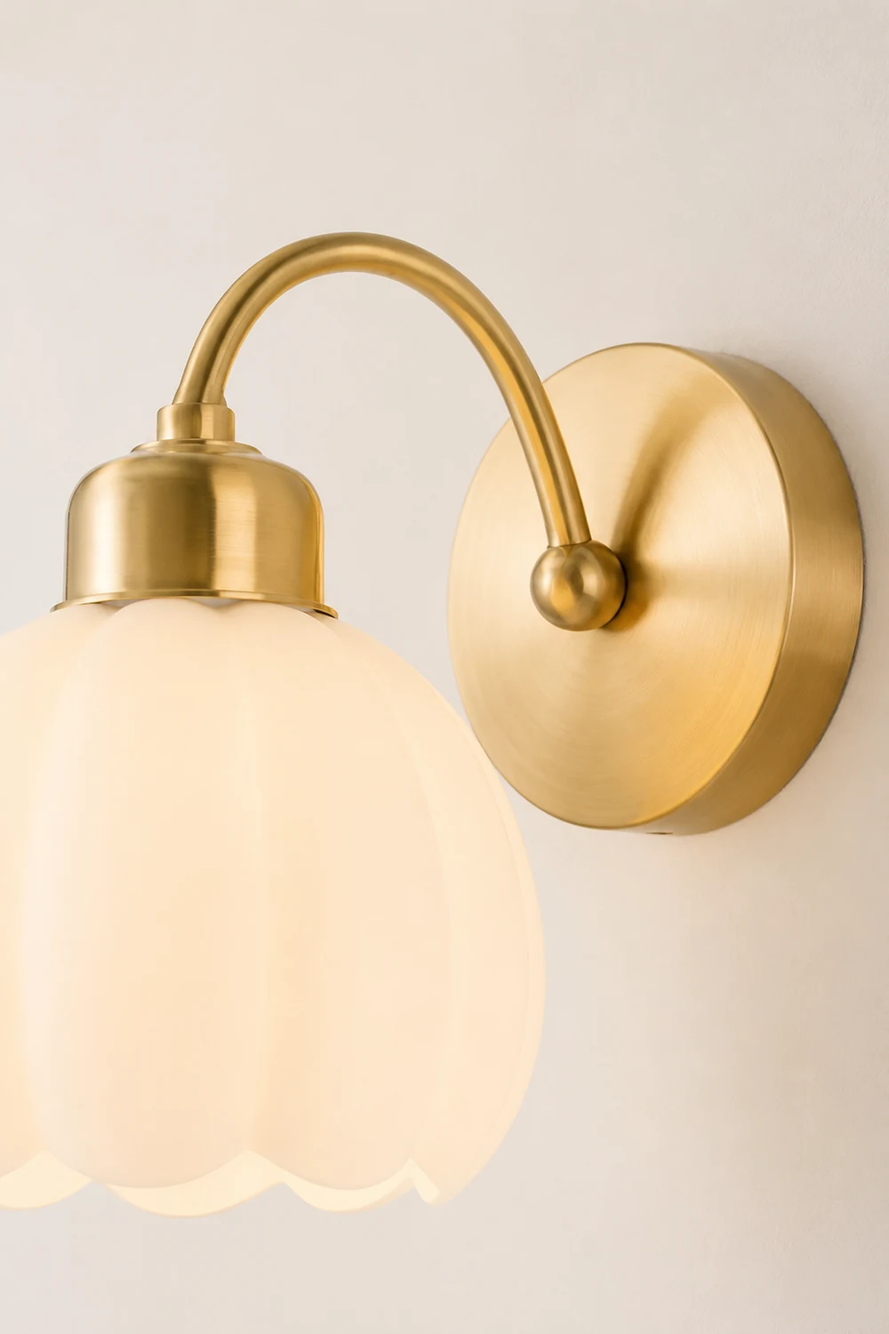 Lily Nordic Flower Glass Metal Wall Lamp Gold/Ivory Bedroom - Lumpaz