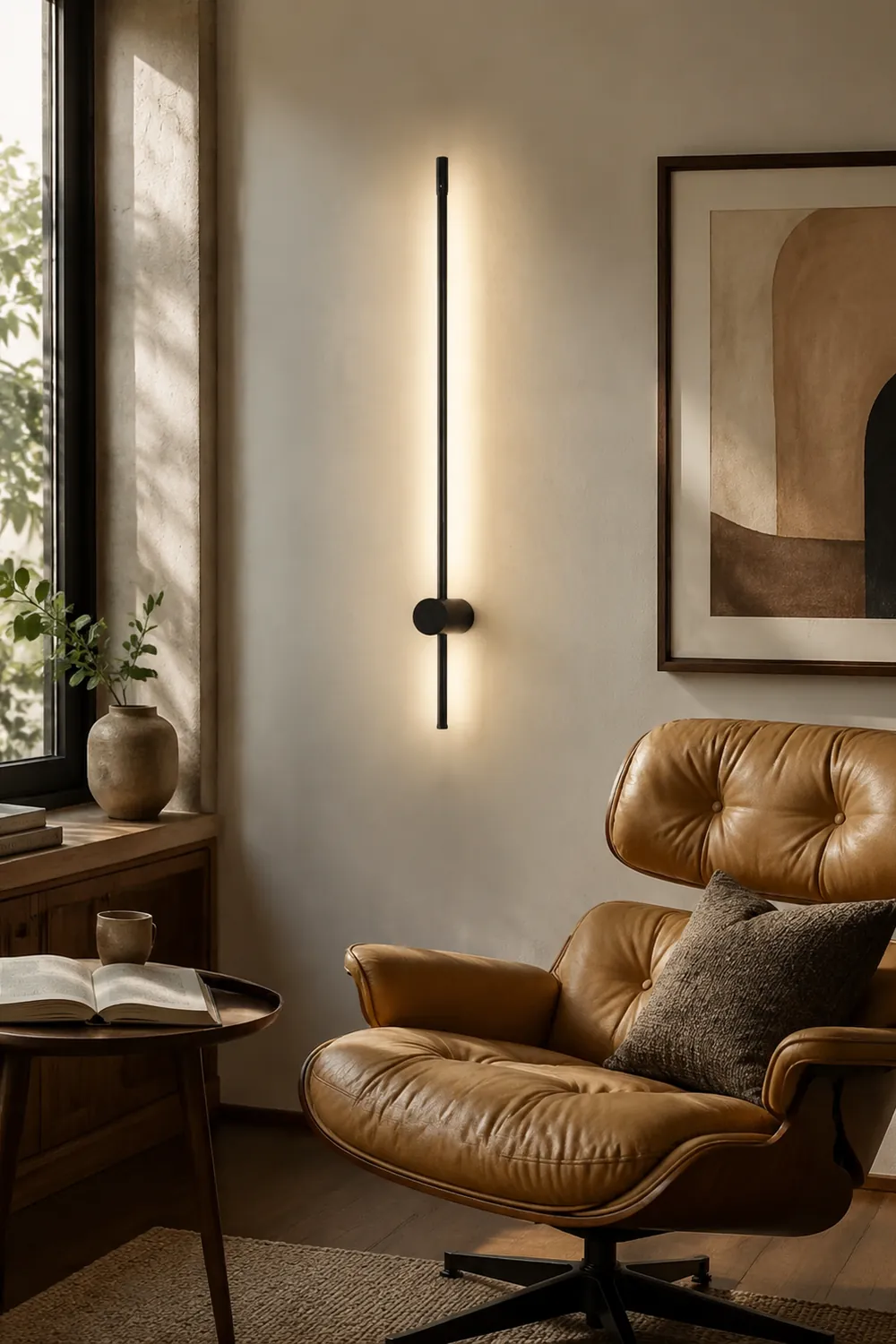 Edge Modern Minimalist LED Wall Reading Lamp, Black - Lumpaz