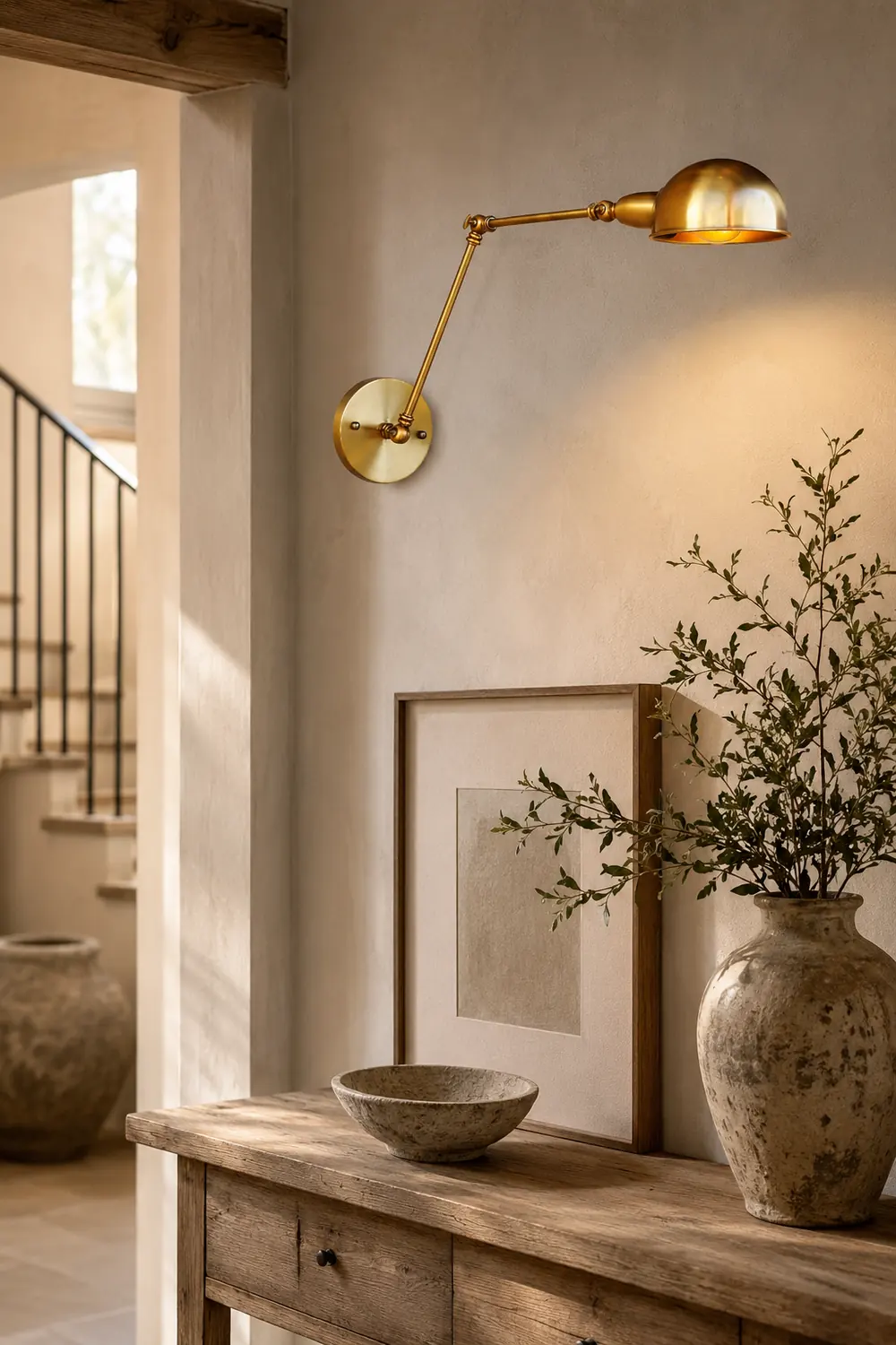 Brady Vintage Semi-sphere Metal Swing Arm Foldable Wall Lamp, Bronze - Lumpaz