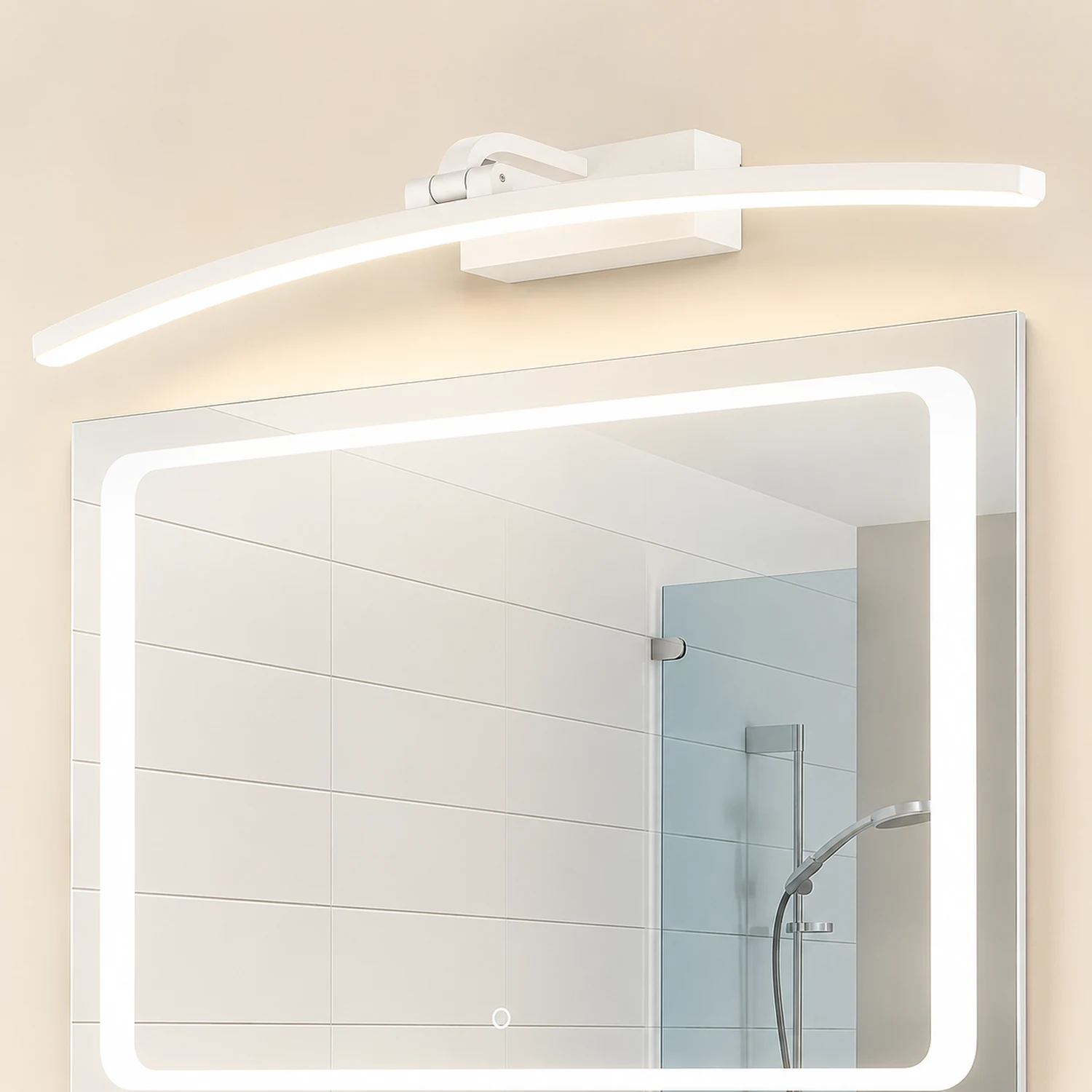 Edge Modern Curved Mirror Front Metal Wall Lamp, Black/White - Lumpaz