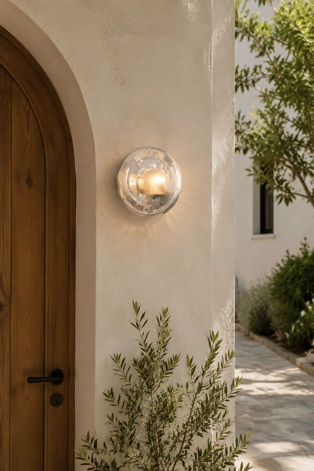 Valentina Waterproof Semi-circular Glass Outdoor Wall Lamp, Transparent - Lumpaz