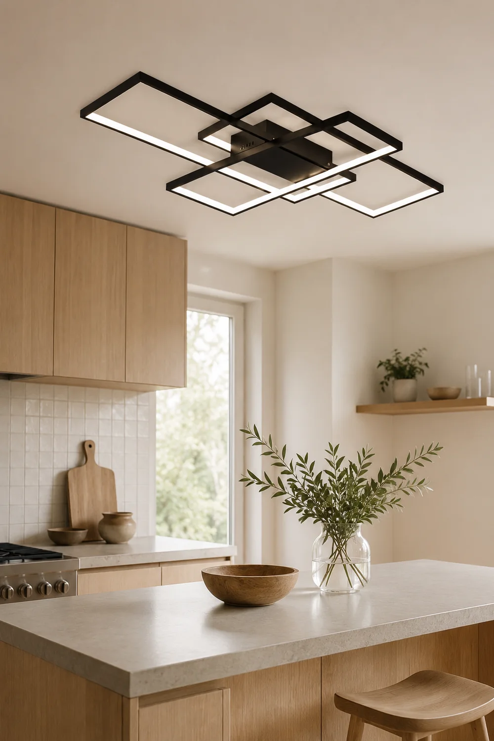Bouvet Modern Metal Multi Rectangular Flush Mount Ceiling Light, Black/White - Lumpaz