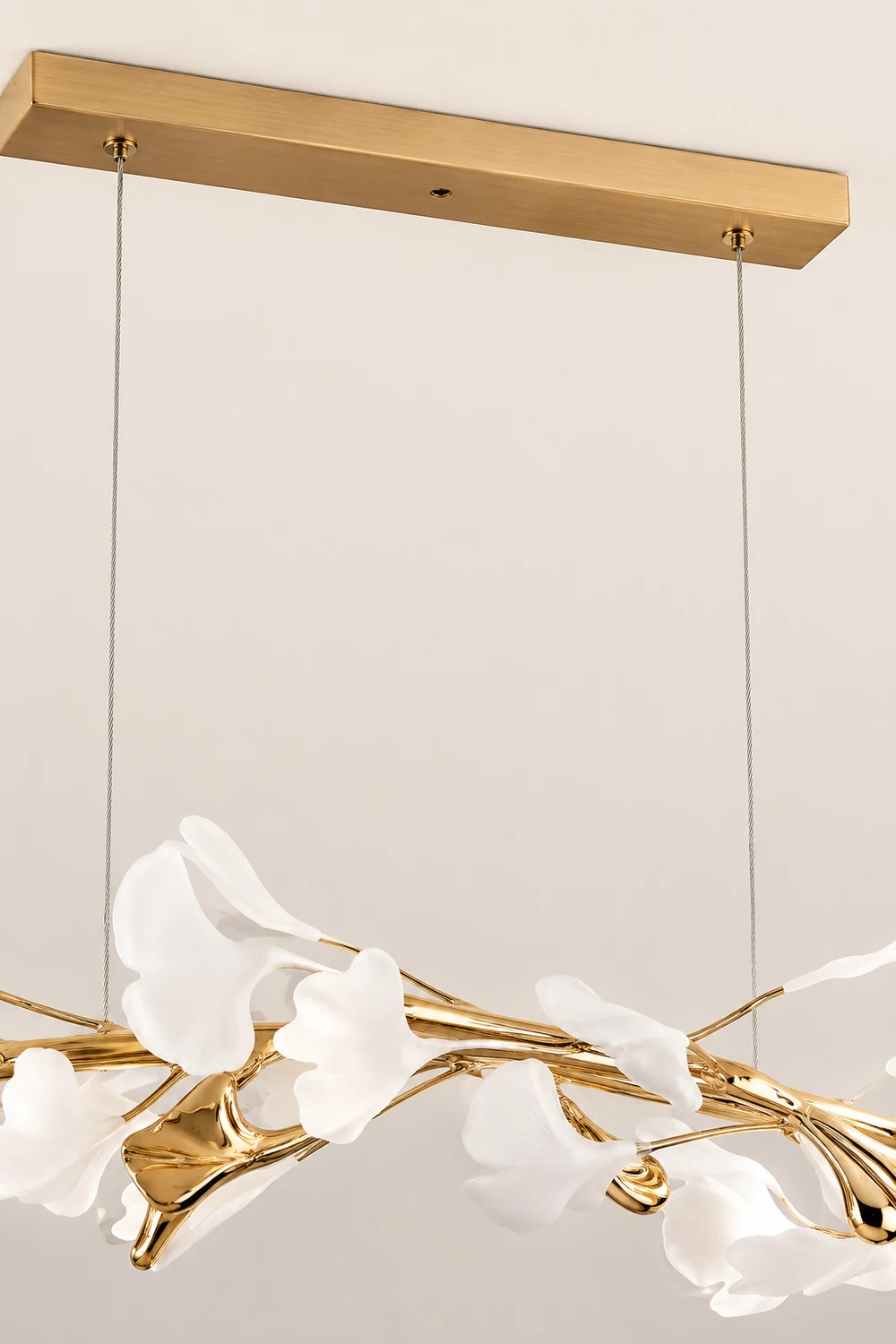 Ophelia CeraAut Modern Art Deco Metal & Ceramic Chandelier, Gold - Lumpaz
