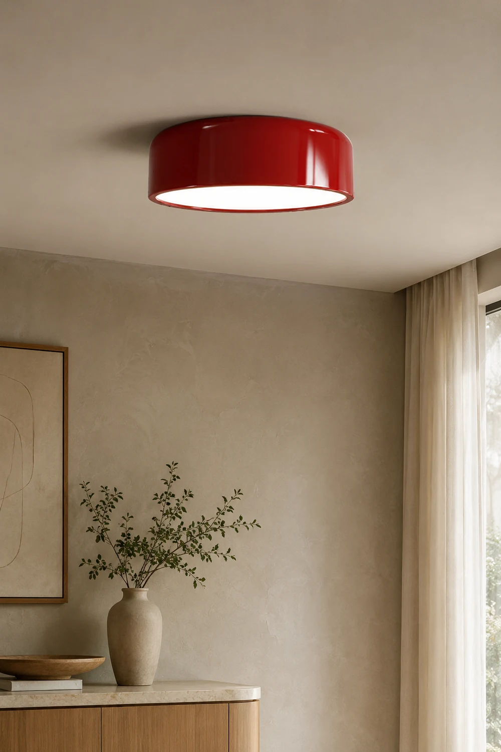 Morandi Vintage LED Ceiling Light White Red Study Bedroom Kitchen - Lumpaz