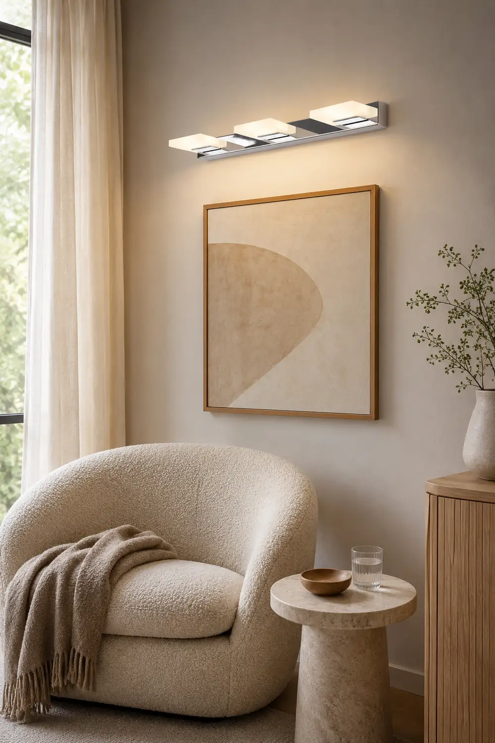 Leigh Modern Square Mirror Front Vanity White Metal Wall Lamp - Lumpaz