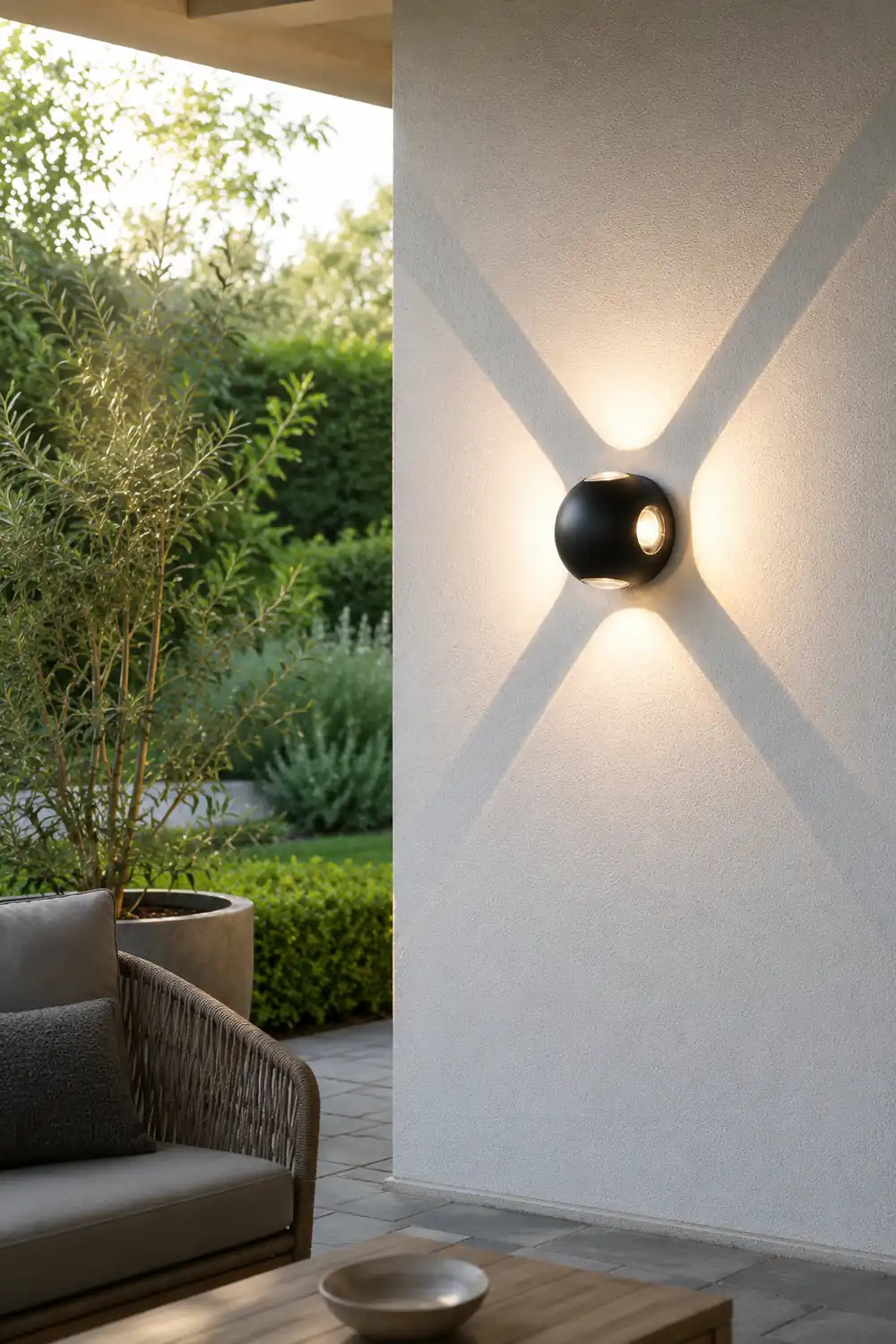 Orr Outdoor Wall Lamp Globe/Cruciform Ray Modern,Aluminum, Black, Garden - Lumpaz