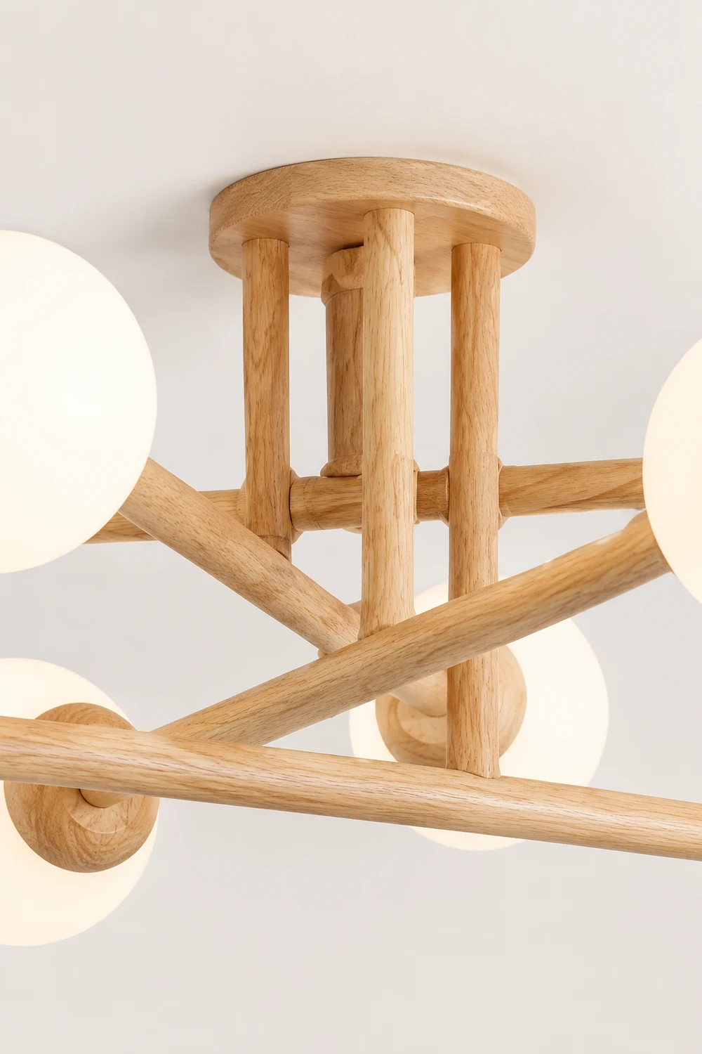 Ozawa Modern Globe Wood/Glass Flush Mount Ceiling Light - Lumpaz