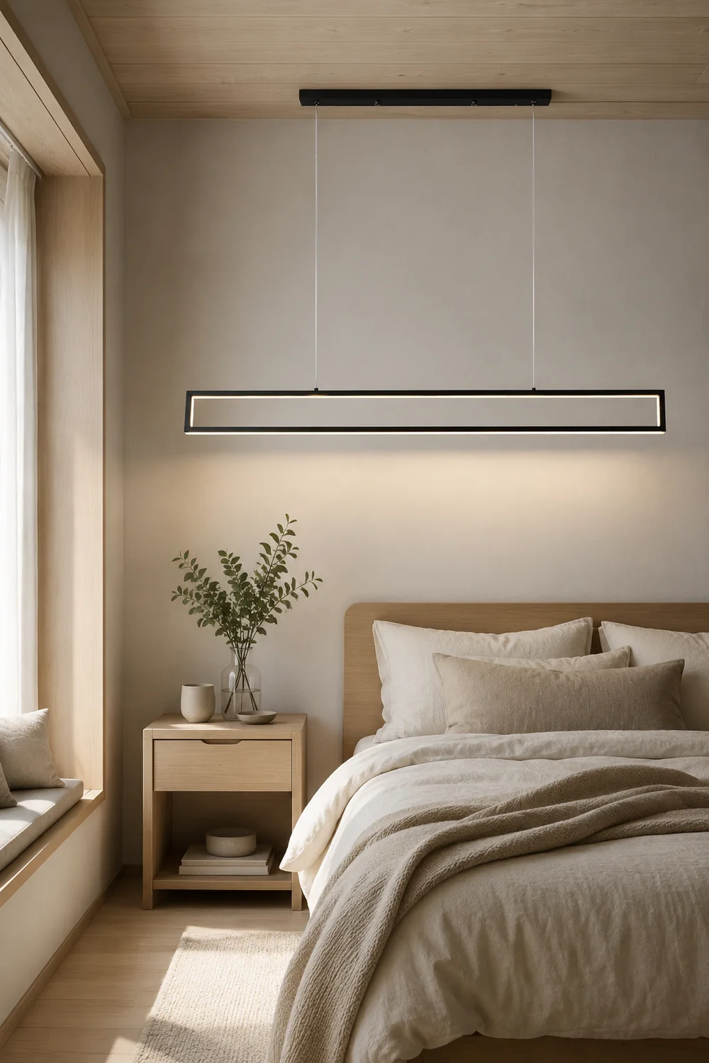 Edge Modern Metal Vertical Rectangular Pendant Light, Black - Lumpaz