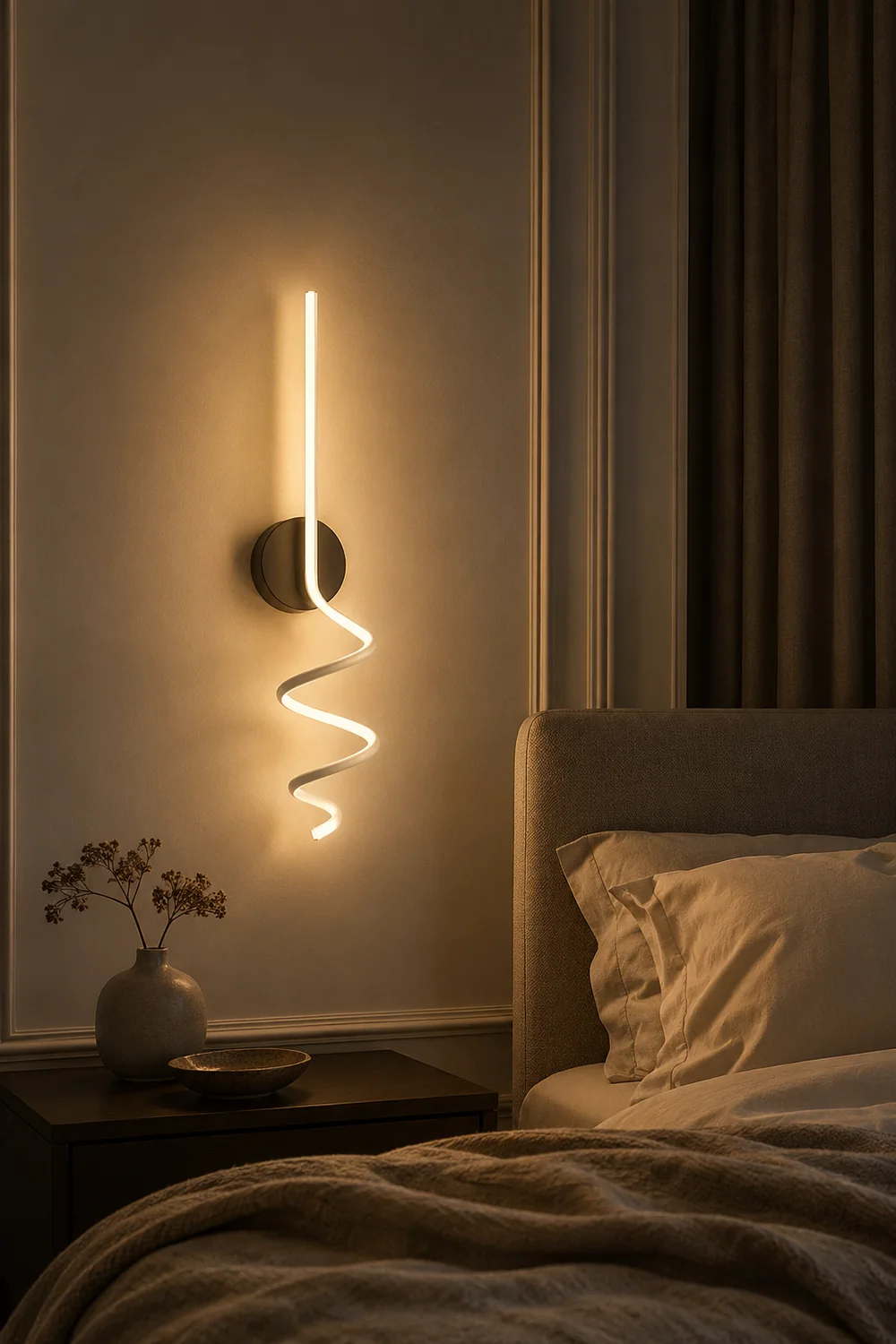 Modern LED Art Interior Wall Light Spiral, Black & White - Lumpaz