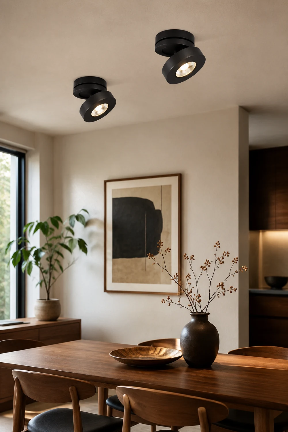 Modern Ceiling Lighting Round, Novak Flush Mount, White/Black, Kitchen - Lumpaz