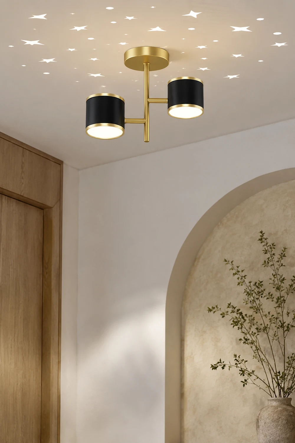 Madina Modern Ceiling Light Starry LED Flush Mount Black/Gold Corridor - Lumpaz