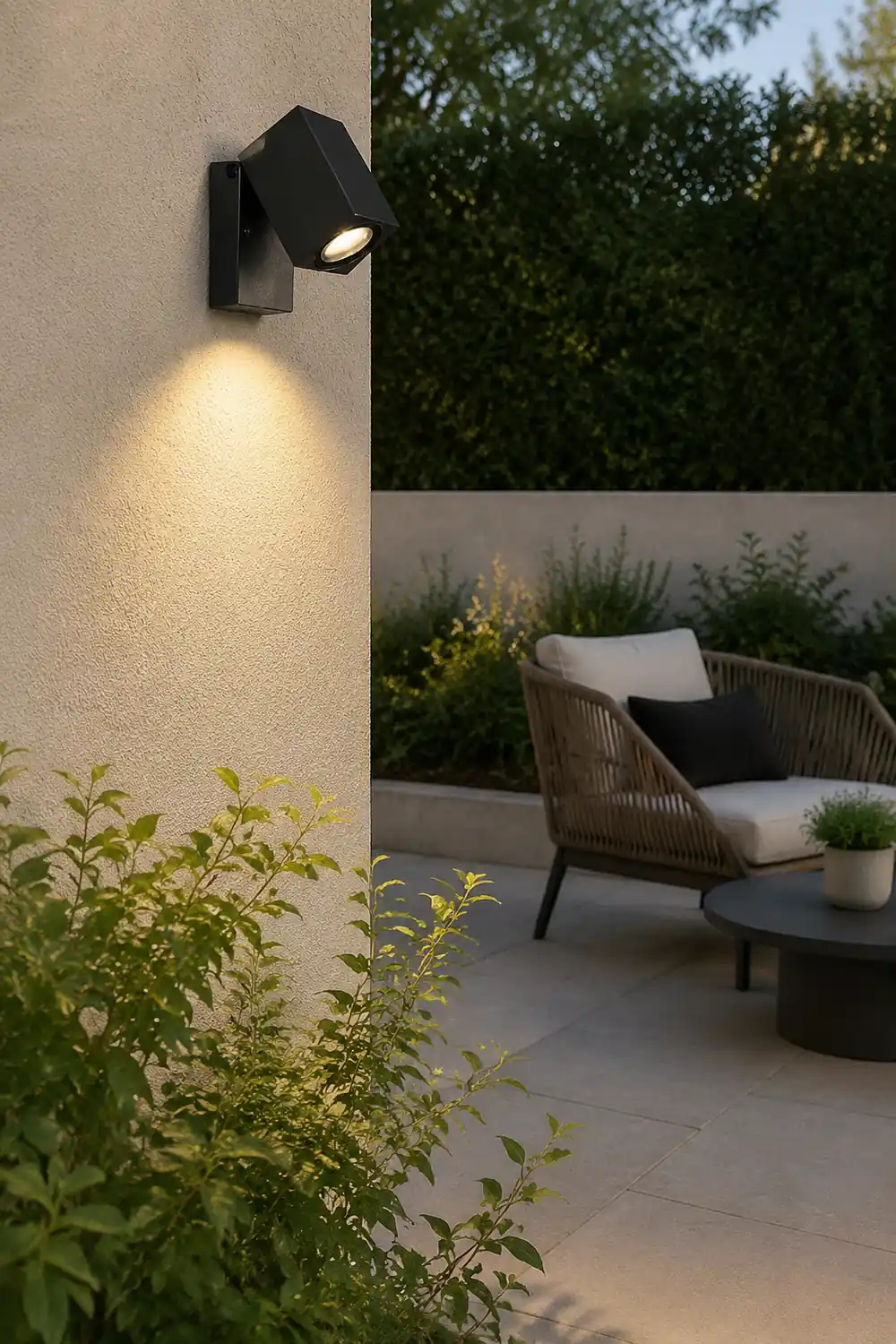 Orr Modern Outdoor Rotatable Metal Spotlight Wall Lamp, Black - Lumpaz