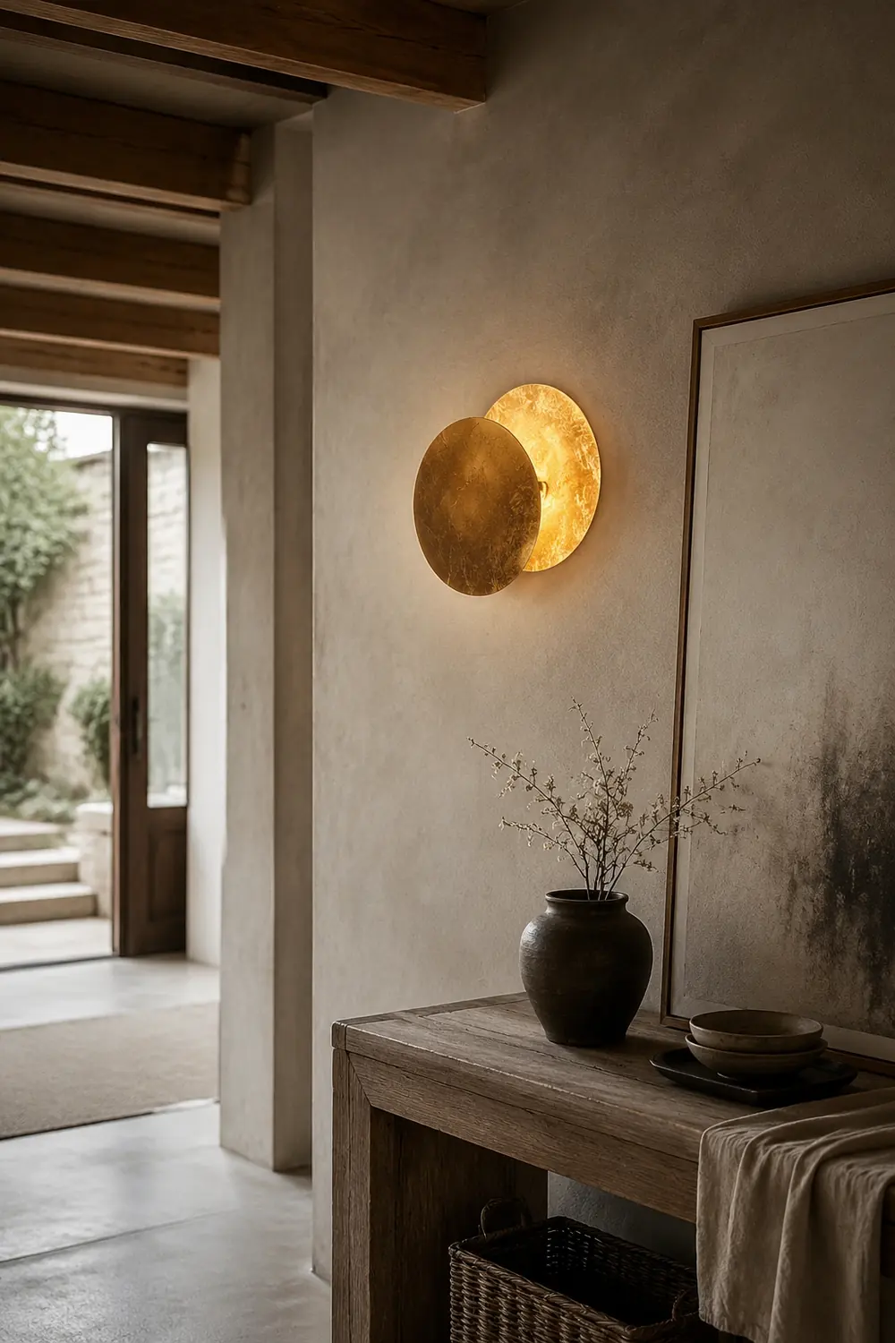 Elif Modern Minimalist Round Moon Eclipse Metal Wall Lamp Red/Bronze/Gold - Lumpaz
