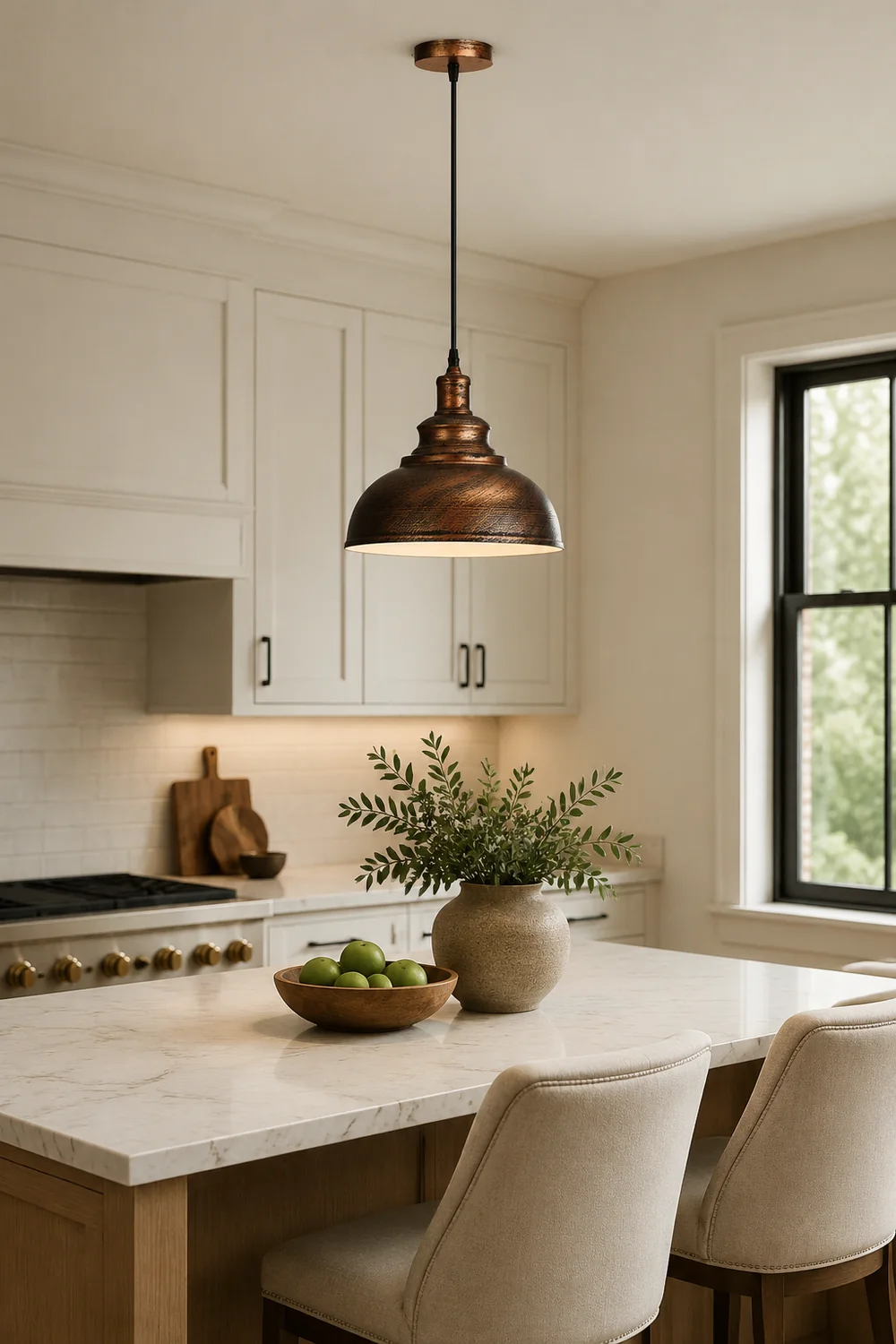 Cooley Pendant Light Dome Industrial, Metal, Black/White/Copper/Gray, Cafe - Lumpaz