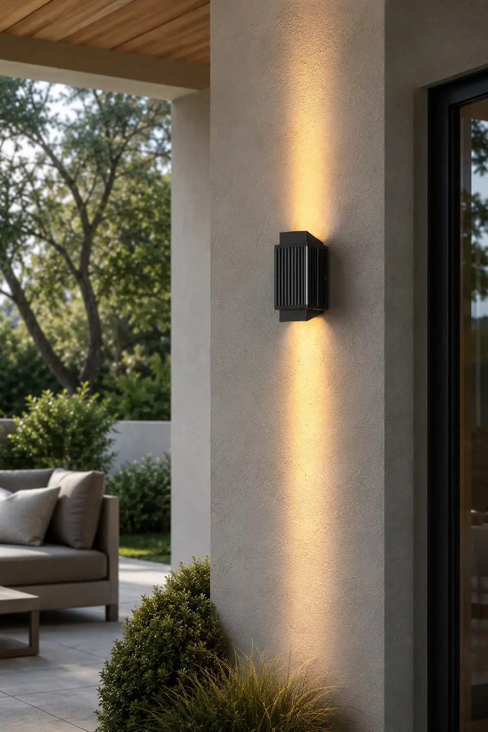 Orr Modern Round/Rectangular Metal/Acrylic Outdoor Wall Lamp, Black - Lumpaz
