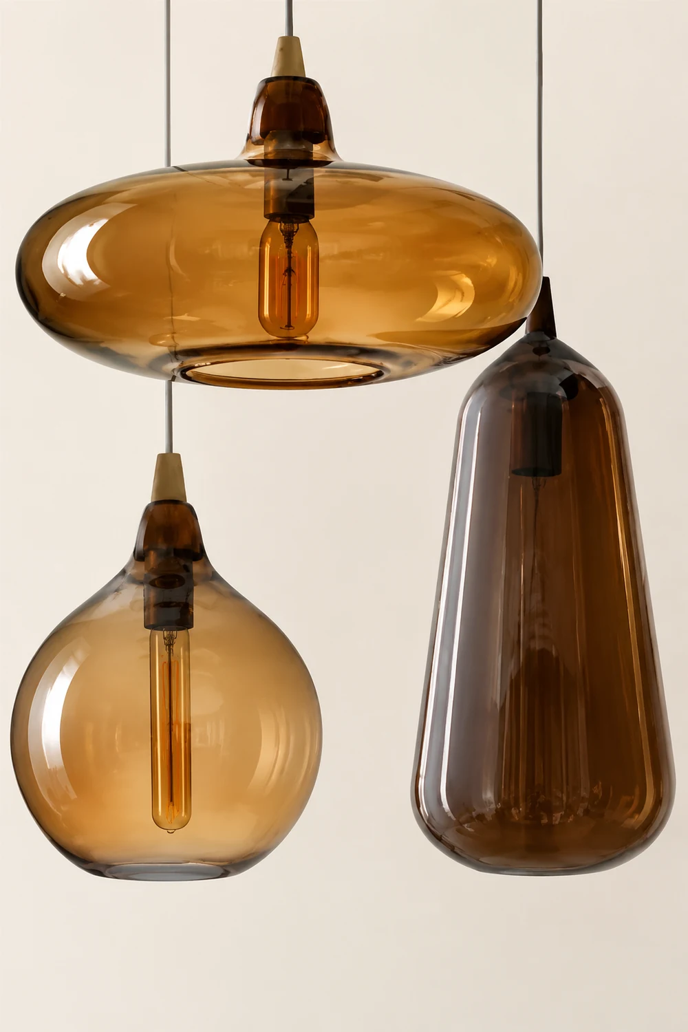 Hailie Modern Art Amber Pendant Light Glass Metal Bedroom - Lumpaz