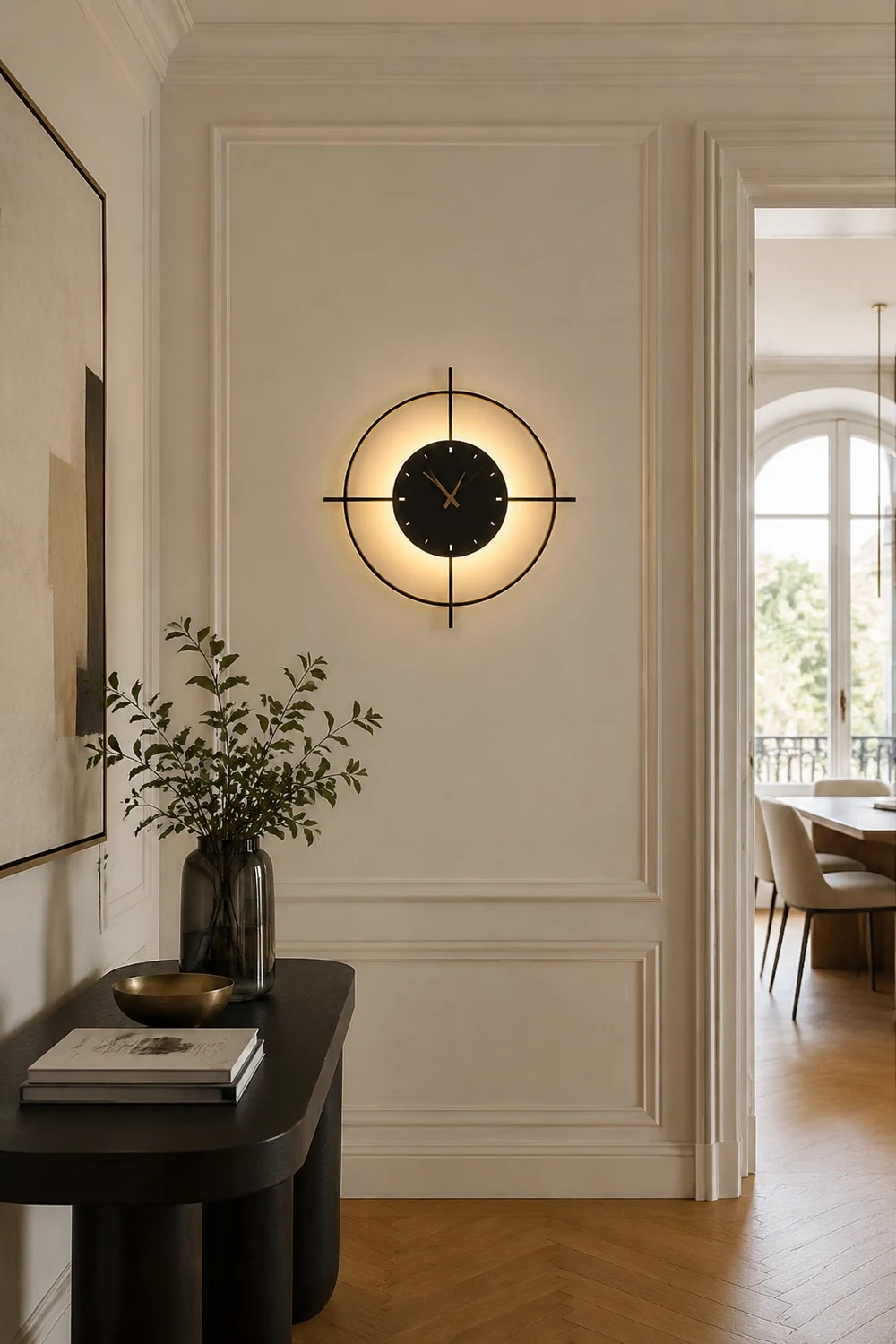 Morandi Nielsen Modern Clock Metal Wall Lamp Gold/Black Bedroom - Lumpaz