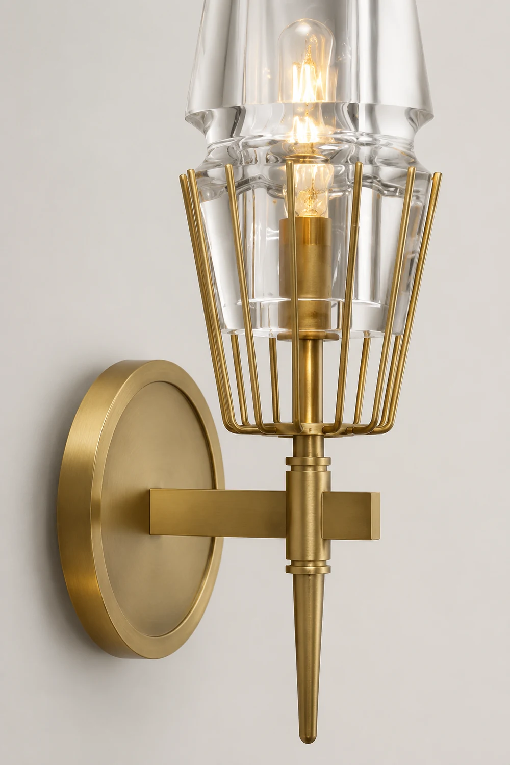Blair Vintage Lantern Metal/Glass Wall Lamp, Gold - Lumpaz