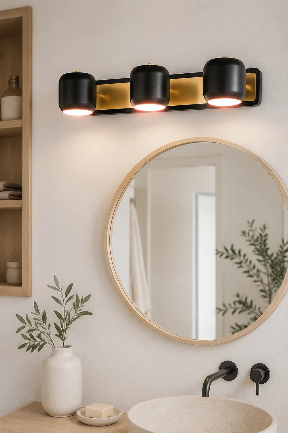 Cooley Modern Multi Mirror Metal Front Wall Lamp, Black/White - Lumpaz