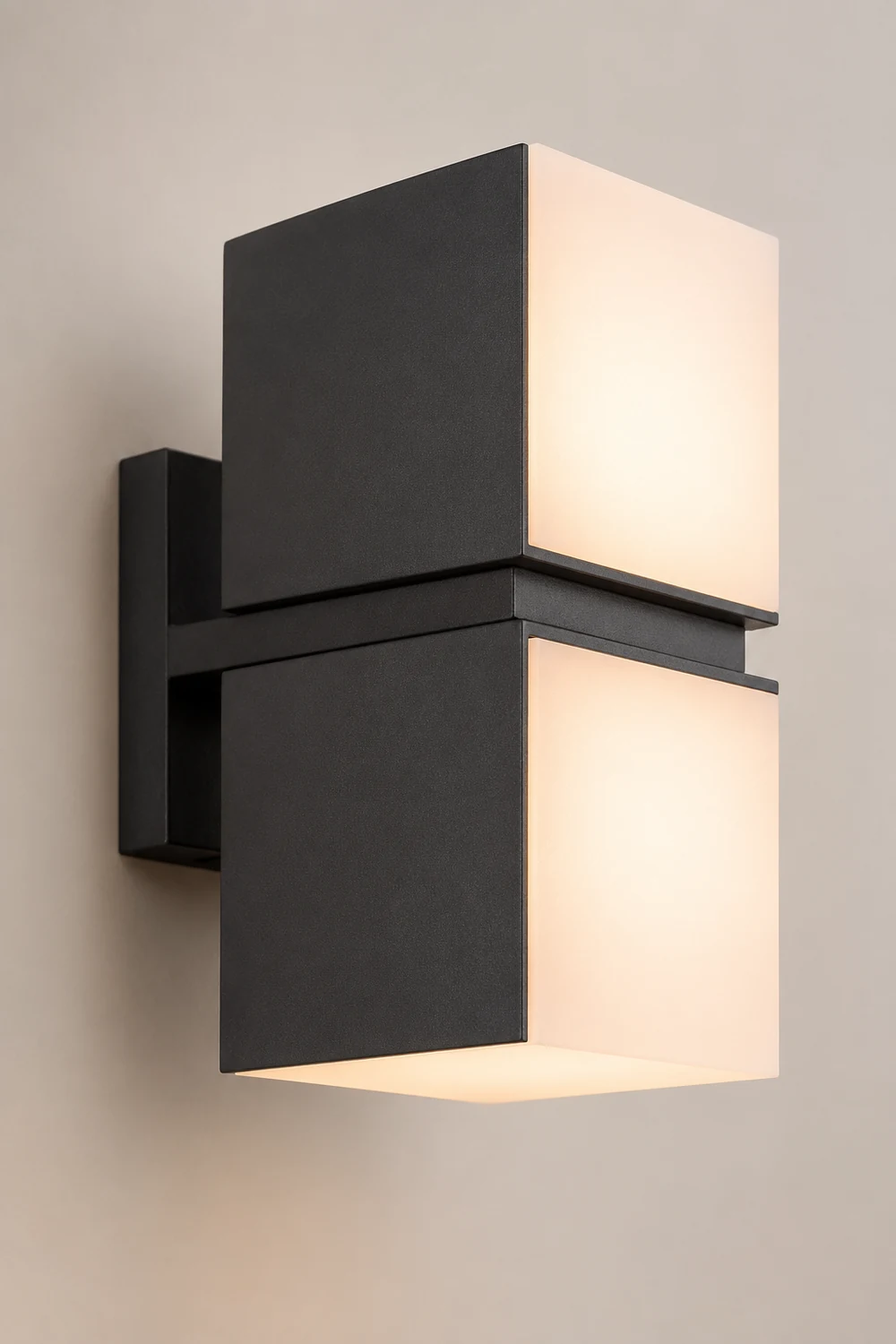 Orr Modern Geometry Rotatable Metal/Acrylic Outdoor Waterproof Wall Lamp, Black - Lumpaz