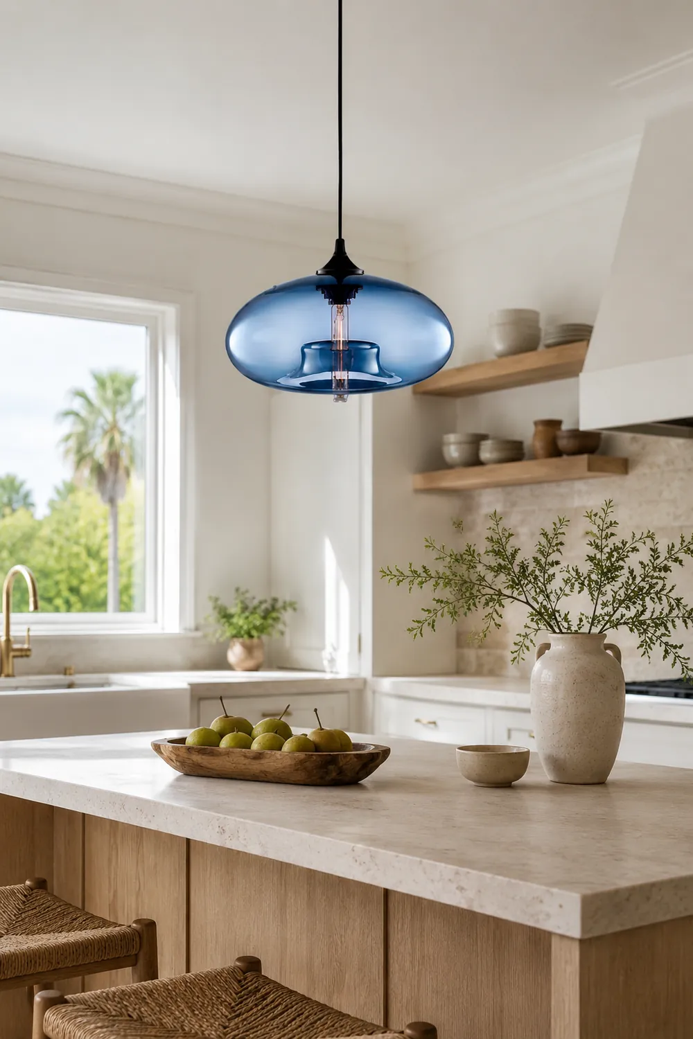 Hailie Modern Bread Shaped Glass Pendant Light 6 Color Living Room - Lumpaz