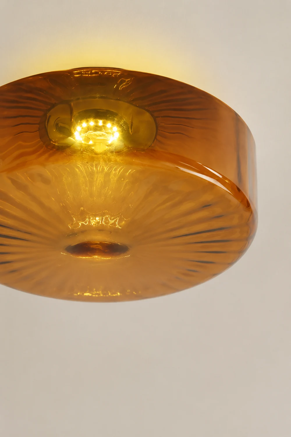 Hailie Modern Round Flush Mount Ceiling Light Brown Metal/Glass Kitchen/Living Room - Lumpaz