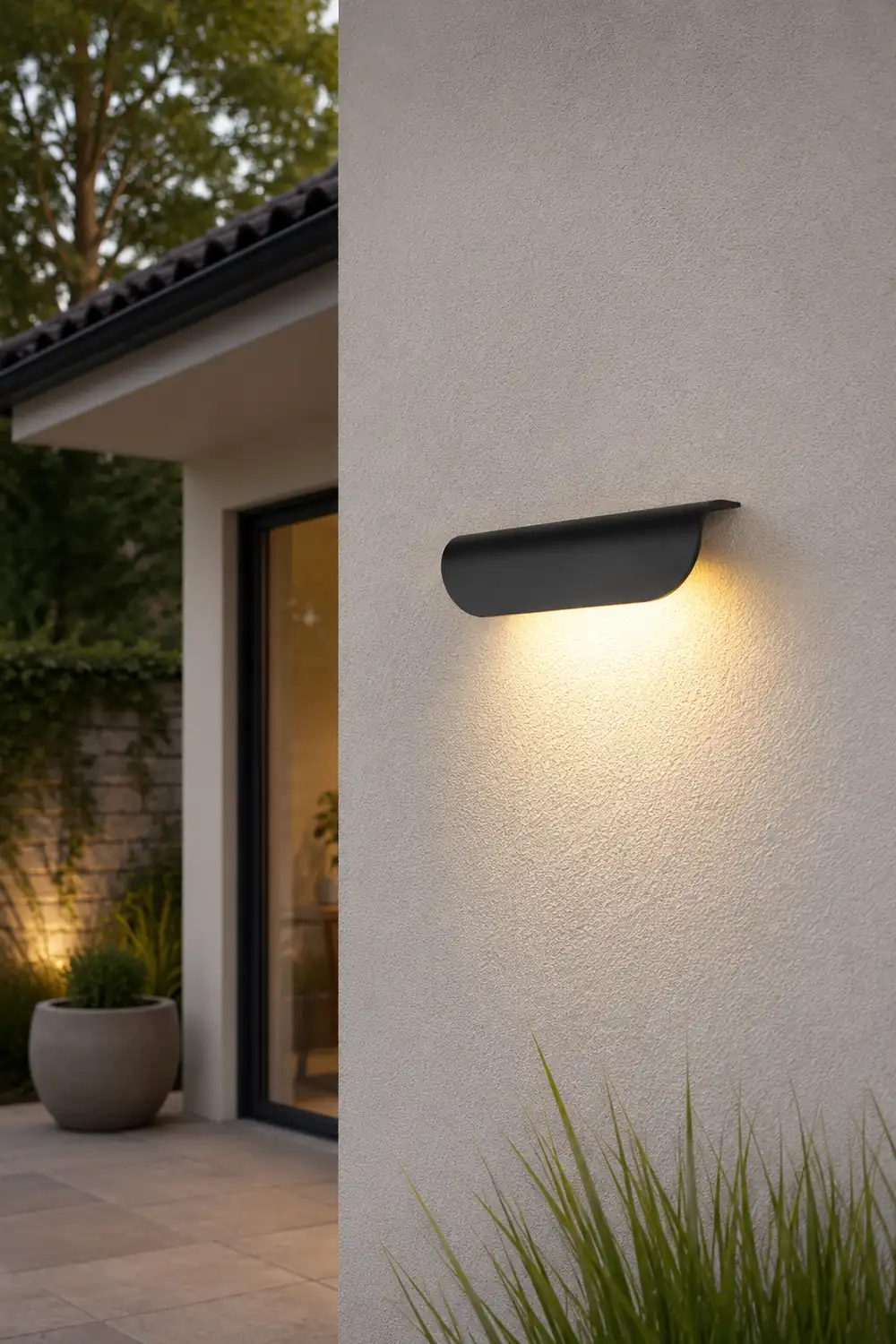 Orr Modern Outdoor Wall Lighting, Waterproof, Curved, Black & White - Lumpaz