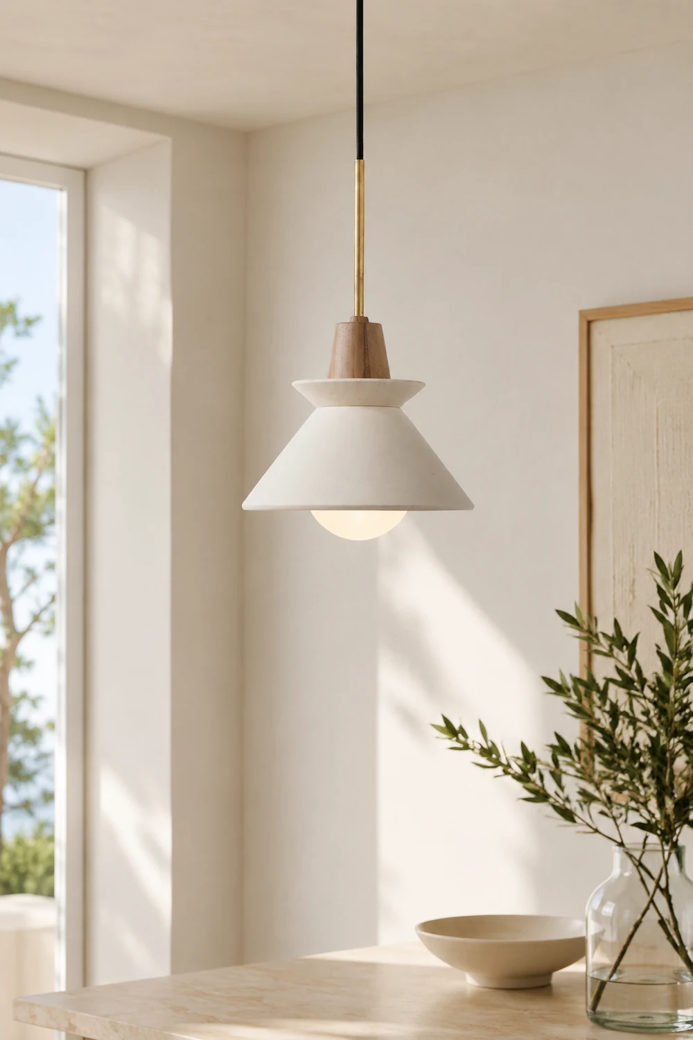 Ozawa Bowl Shade Pendant Light, White - Lumpaz