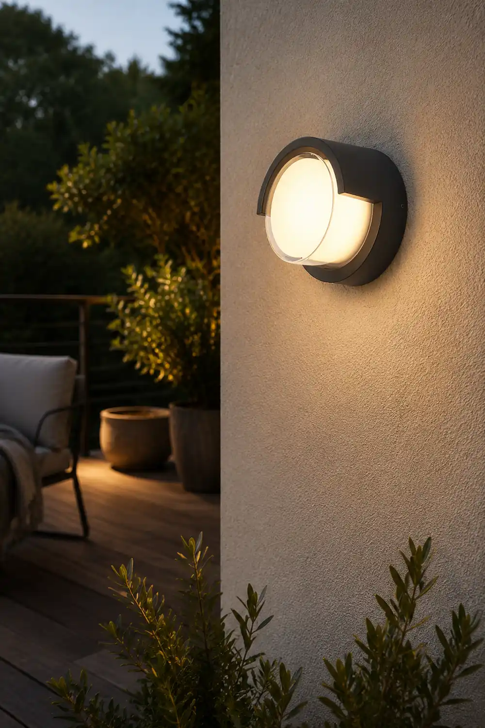 Orr Modern Round/Rectangular Metal/Acrylic Outdoor Wall Lamp, Black - Lumpaz