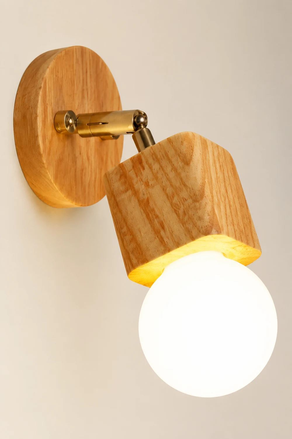 Ozawa Modern Square Globe Metal/Wood Wall Lamp, Vanity Light - Lumpaz