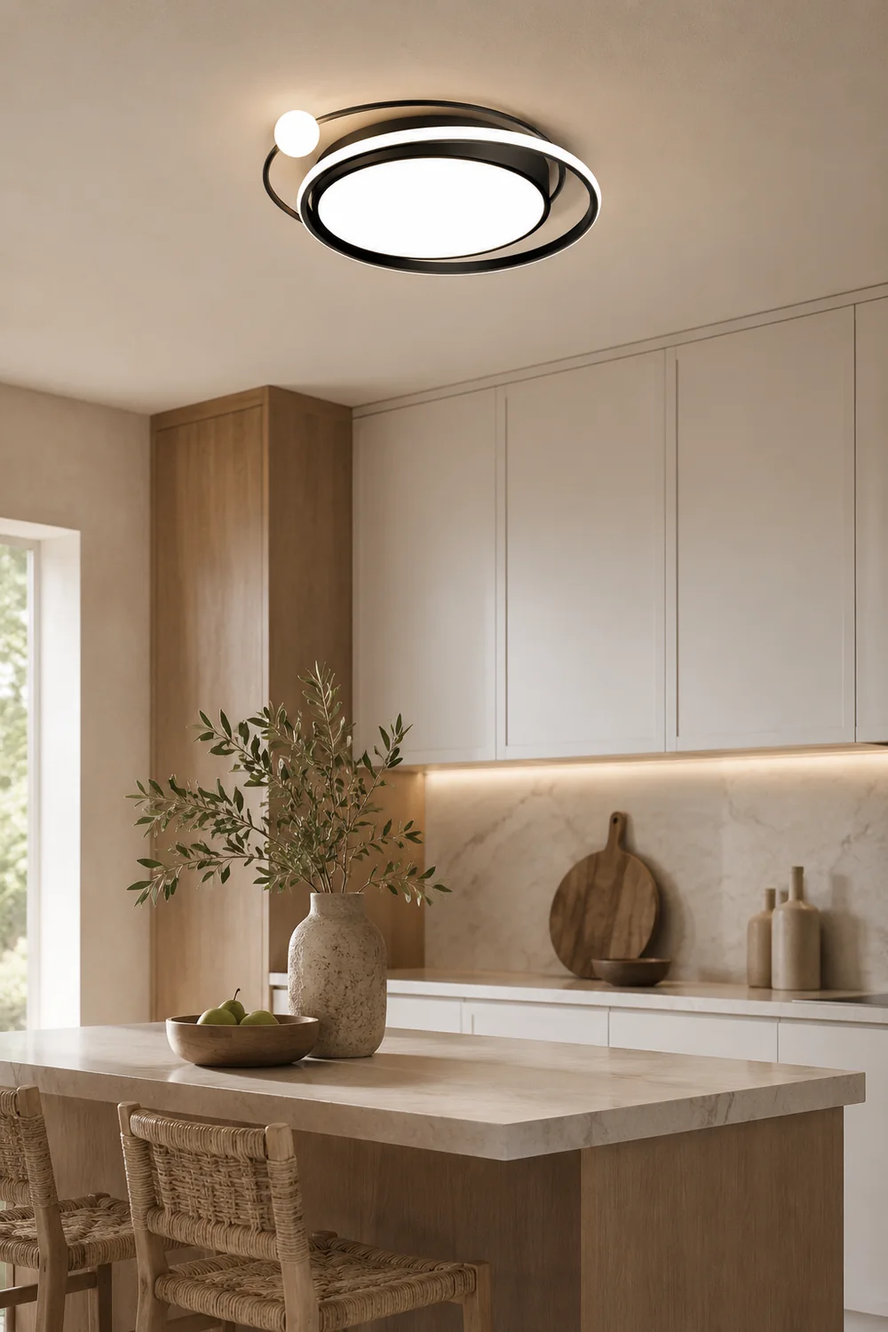 Lacey Modern Multi Orbit Flush Mount Ceiling Light, Black/Gold - Lumpaz