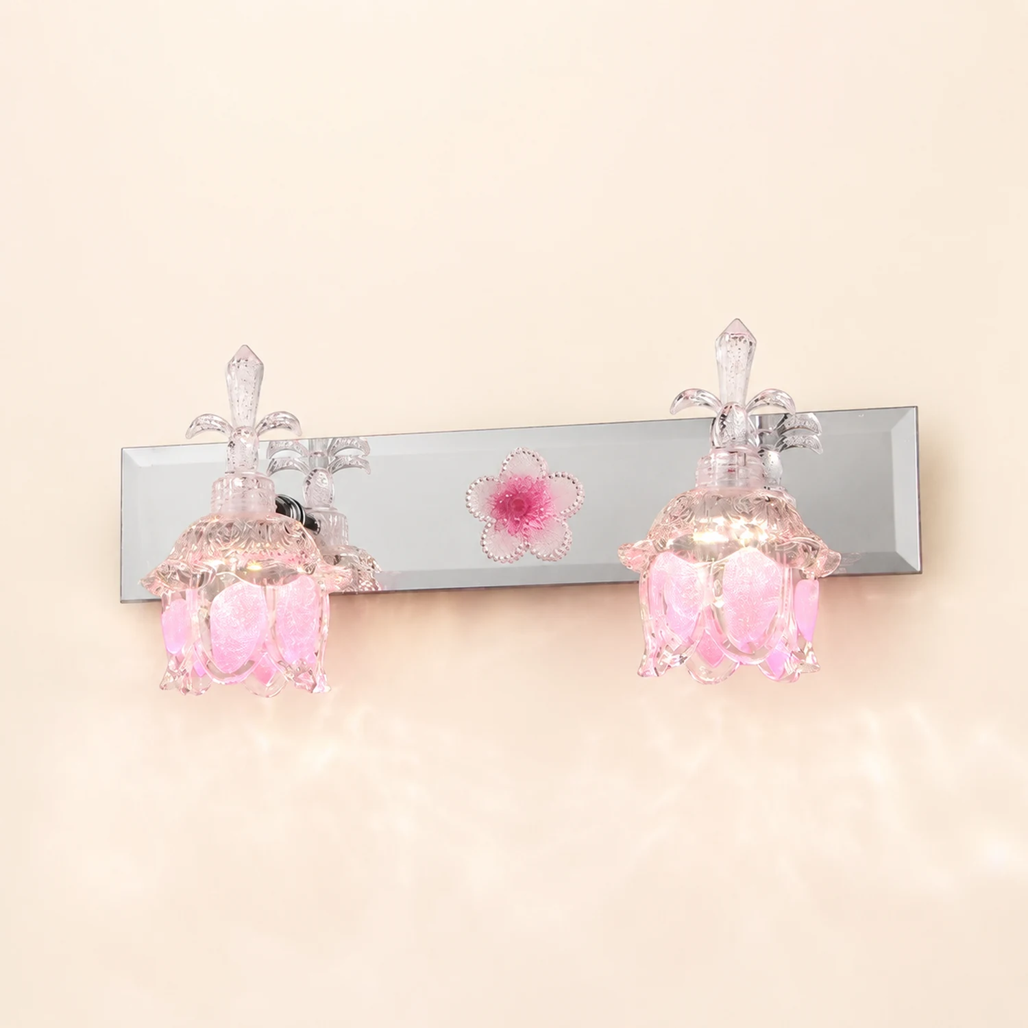 Félicie Modern Flower Vanity Wall Lamp, Pink, Bathroom - Lumpaz