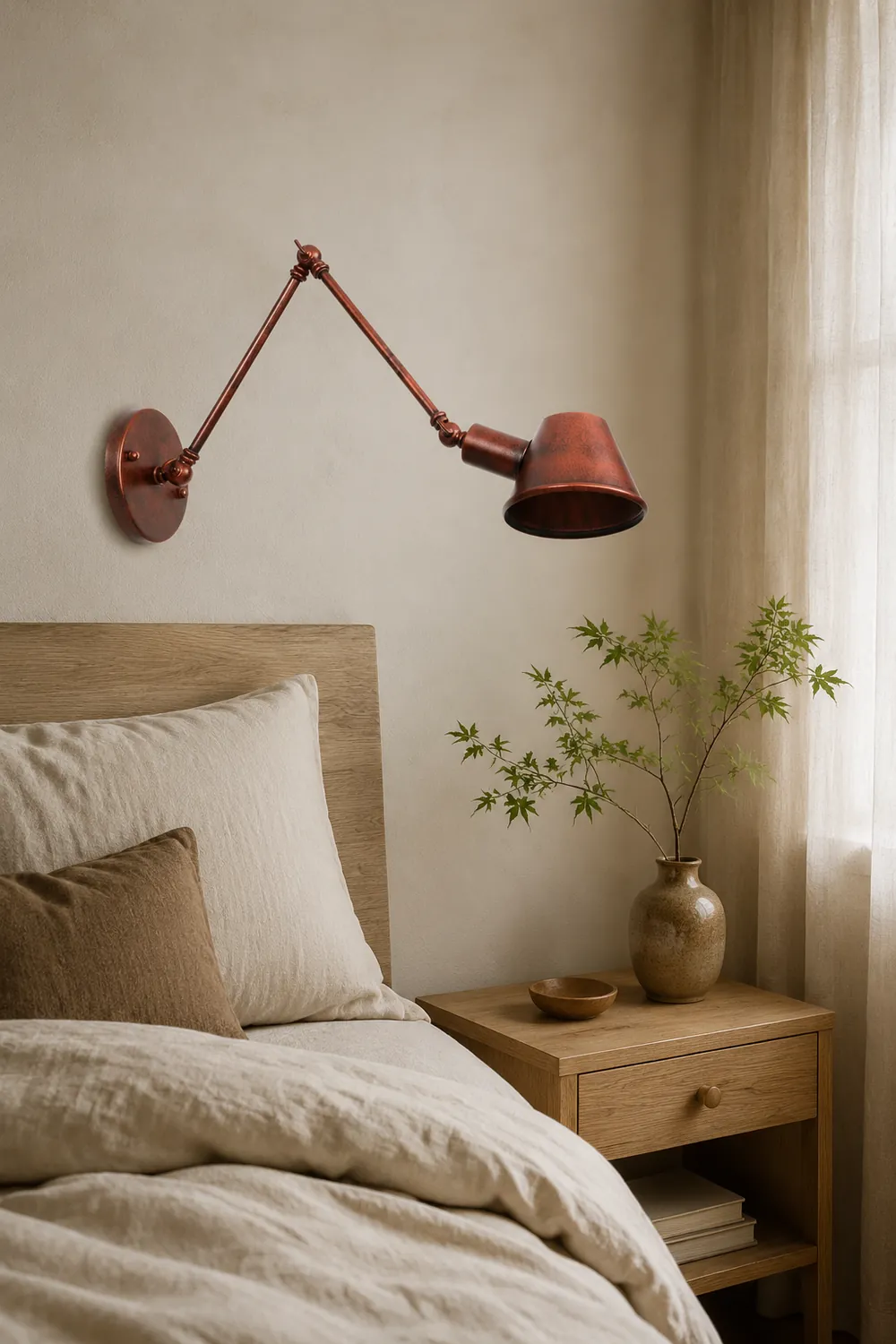 Brady Rotatable Wall Lamp with Swing Arm, Black/Rust - Lumpaz