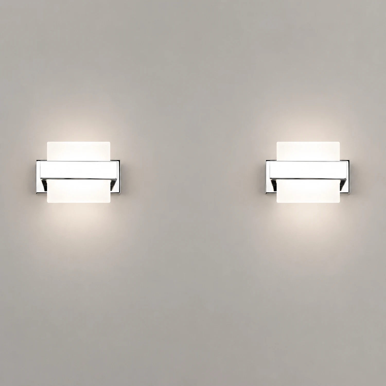 Leigh Modern Square Metal/Acrylic Wall Lamp, Silver, Bathroom - Lumpaz
