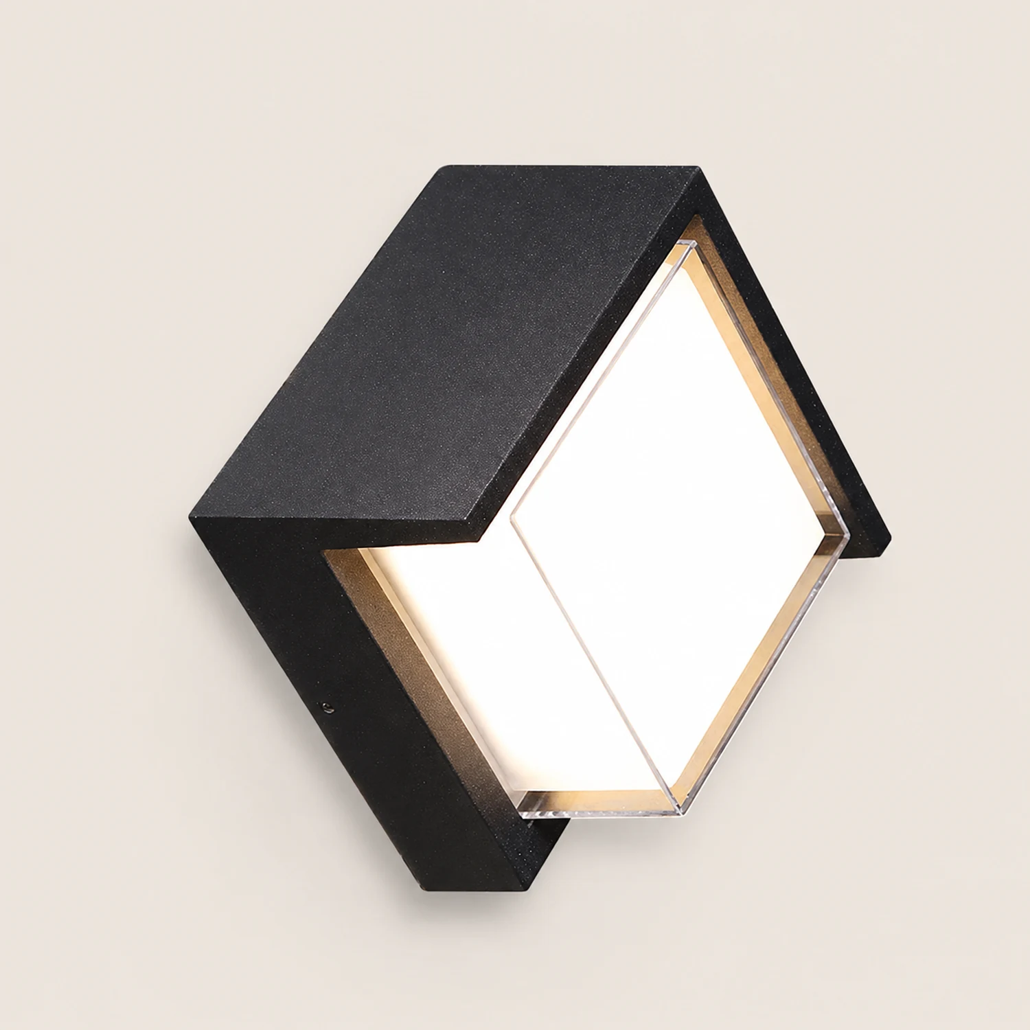 Orr Modern Round/Rectangular Metal/Acrylic Outdoor Wall Lamp, Black - Lumpaz