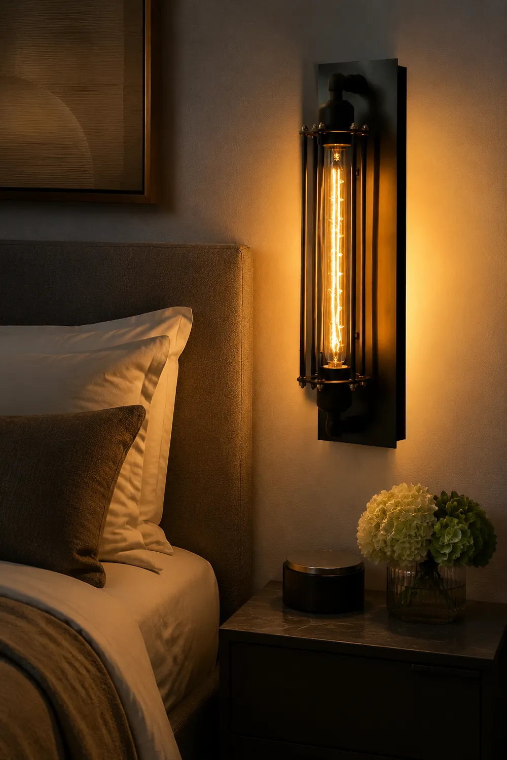 Orr Industial Rectangular Metal/Glass Wall Lamp, Black - Lumpaz
