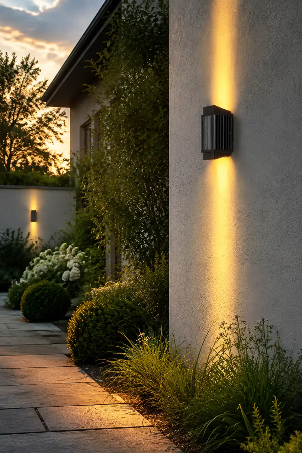 Orr Modern Round/Rectangular Metal/Acrylic Outdoor Wall Lamp, Black - Lumpaz