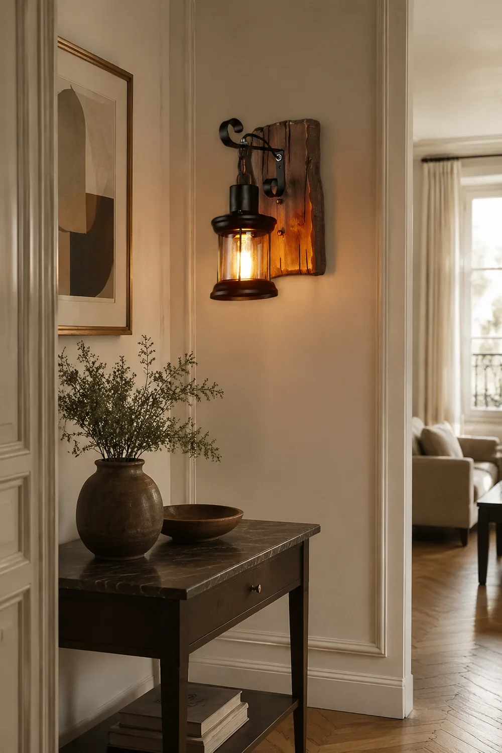 Alessio Vintage Lantern Metal Wall Lamp, Black/Bronze - Lumpaz