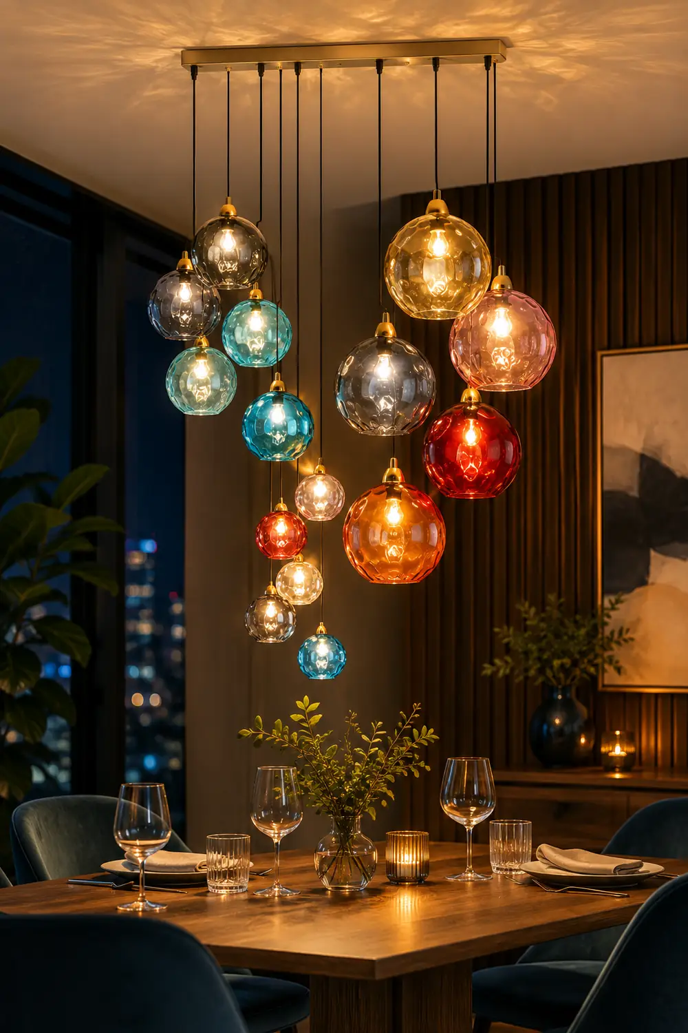 Hailie Colorful Glass Ball Pendant Lights Water Ripple - Lumpaz