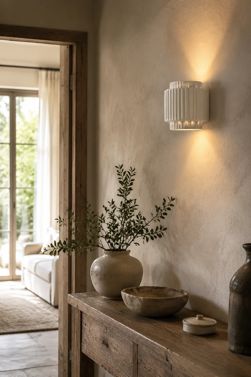 Vintage Cylindrique Resin Flush Mount Wall Lamp, White Bedroom/Living Room - Lumpaz