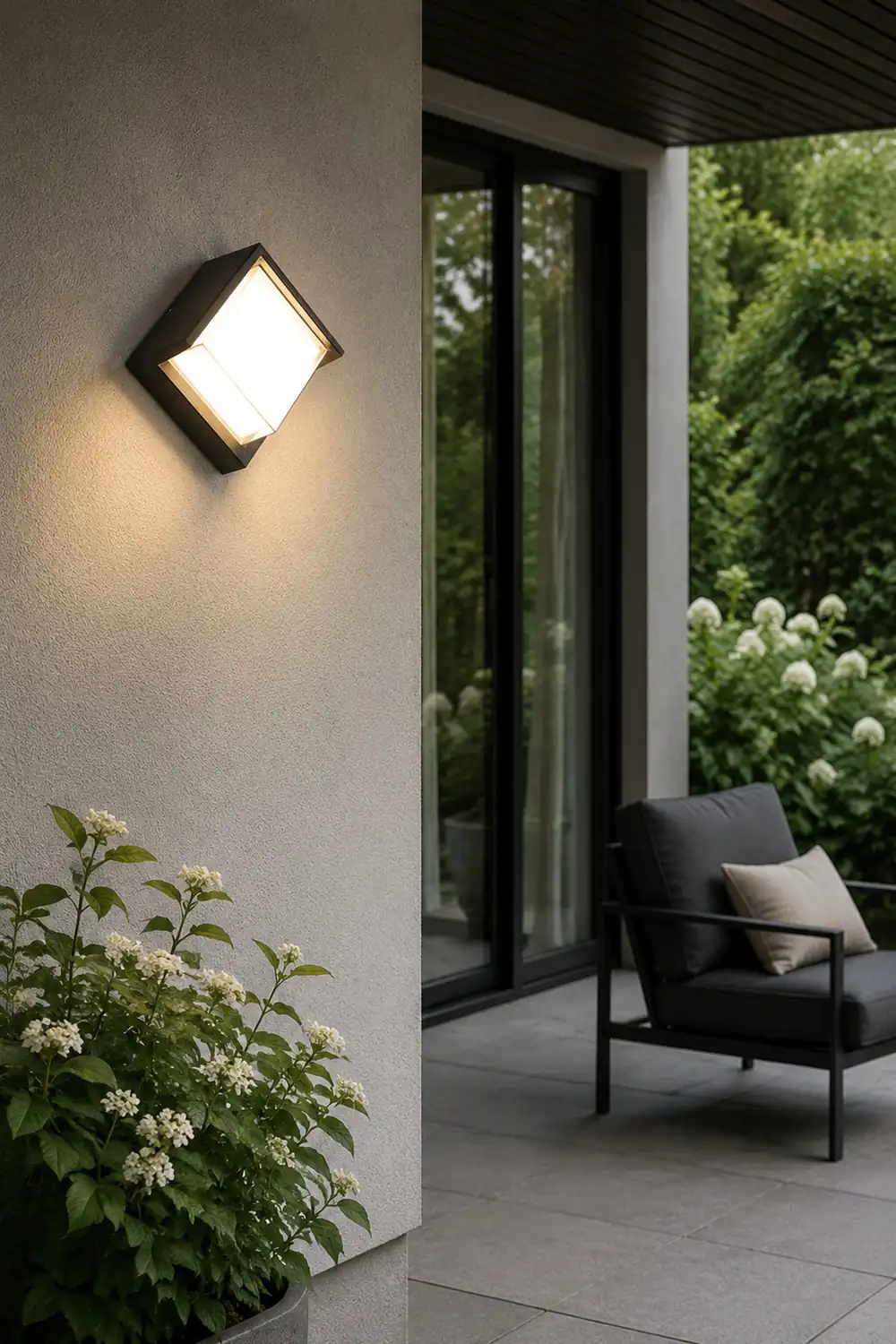 Orr Modern Square Metal Outdoor Wall Lamp, Black/White - Lumpaz
