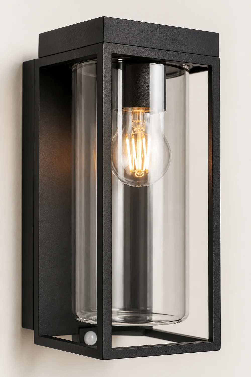 Orr Modern Rectangular Solar Waterproof Metal/Glass Outdoor Wall Lamp, Black - Lumpaz