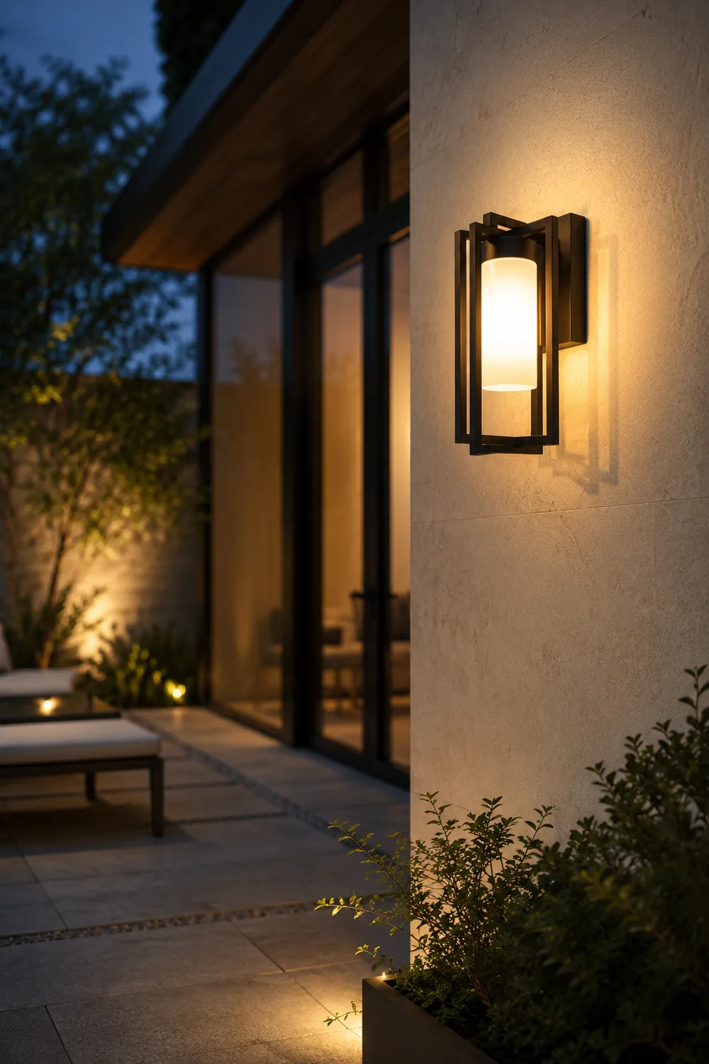 Orr Designer Rectangular Metal Outdoor Wall Lamp, Black - Lumpaz