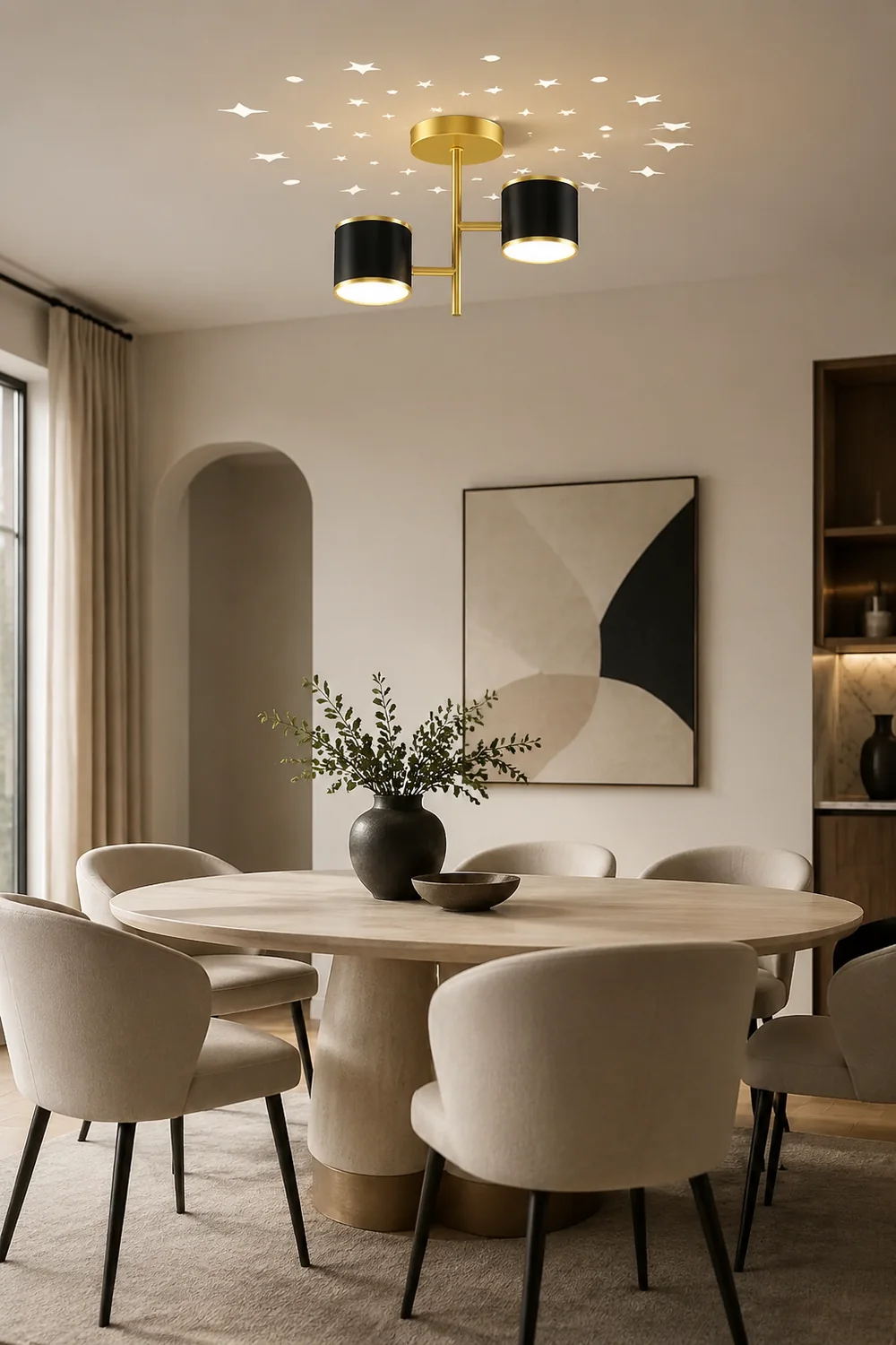 Madina Modern Ceiling Light Starry LED Flush Mount Black/Gold Corridor - Lumpaz