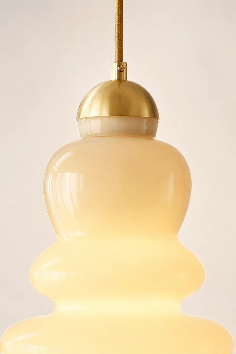 Morandi French Modern Kitchen Pendant Light Beige Glass/Metal Living Room - Lumpaz