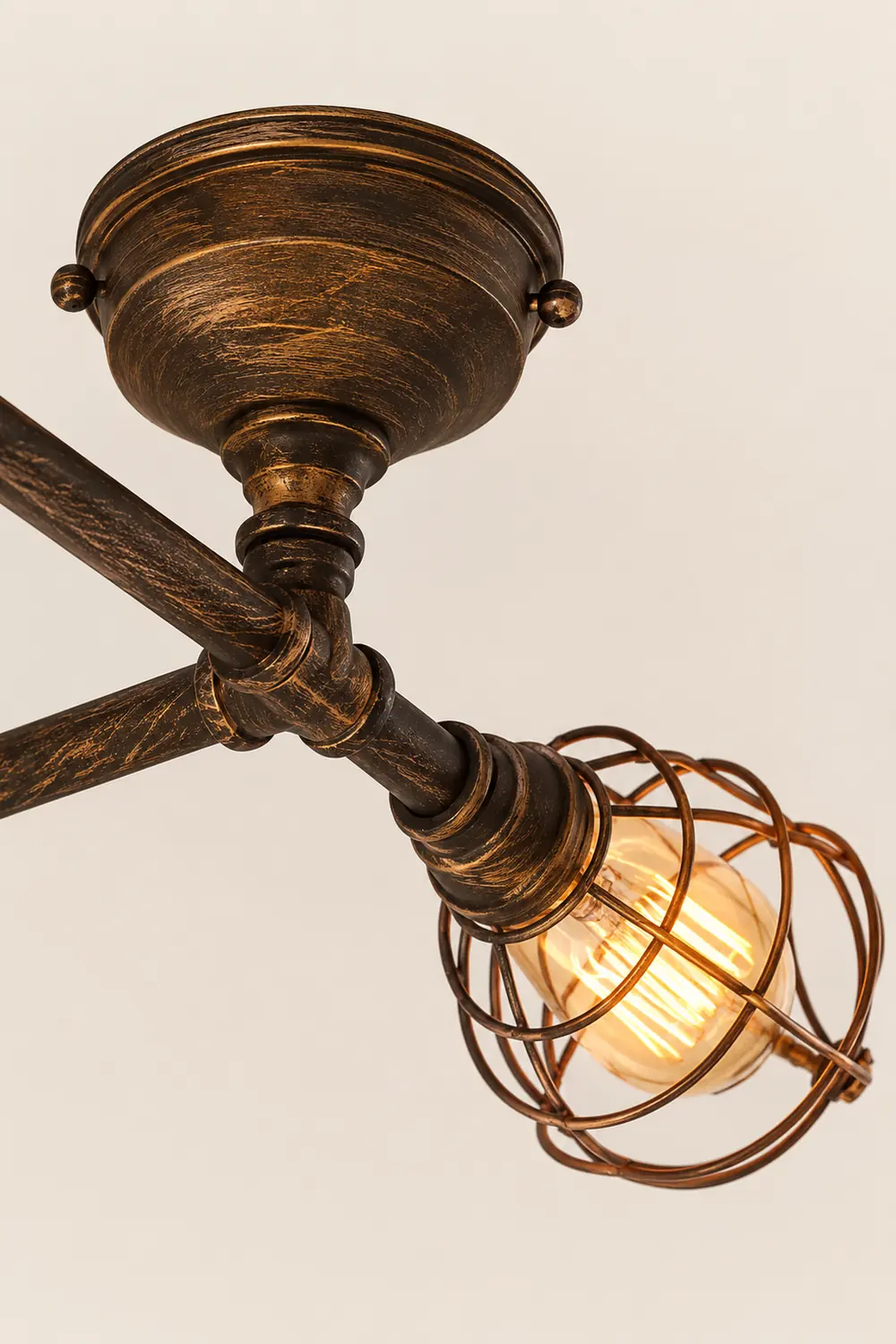 Alessio Industrial Metal Multi Flush Mount Ceiling Light, Brass - Lumpaz
