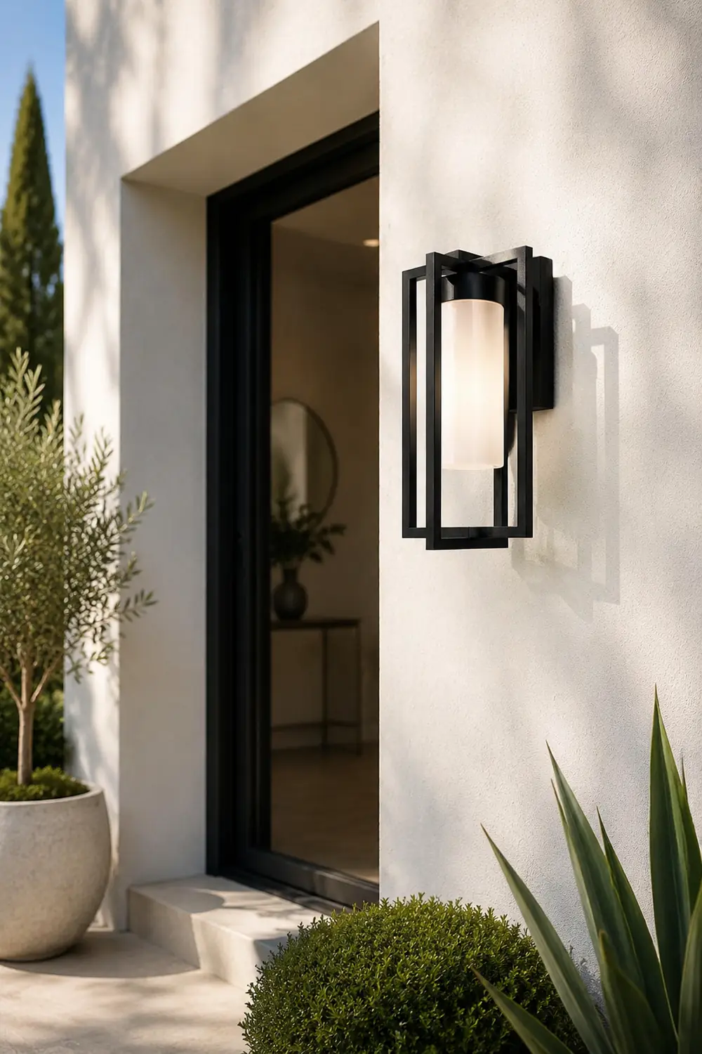 Orr Designer Rectangular Metal Outdoor Wall Lamp, Black - Lumpaz